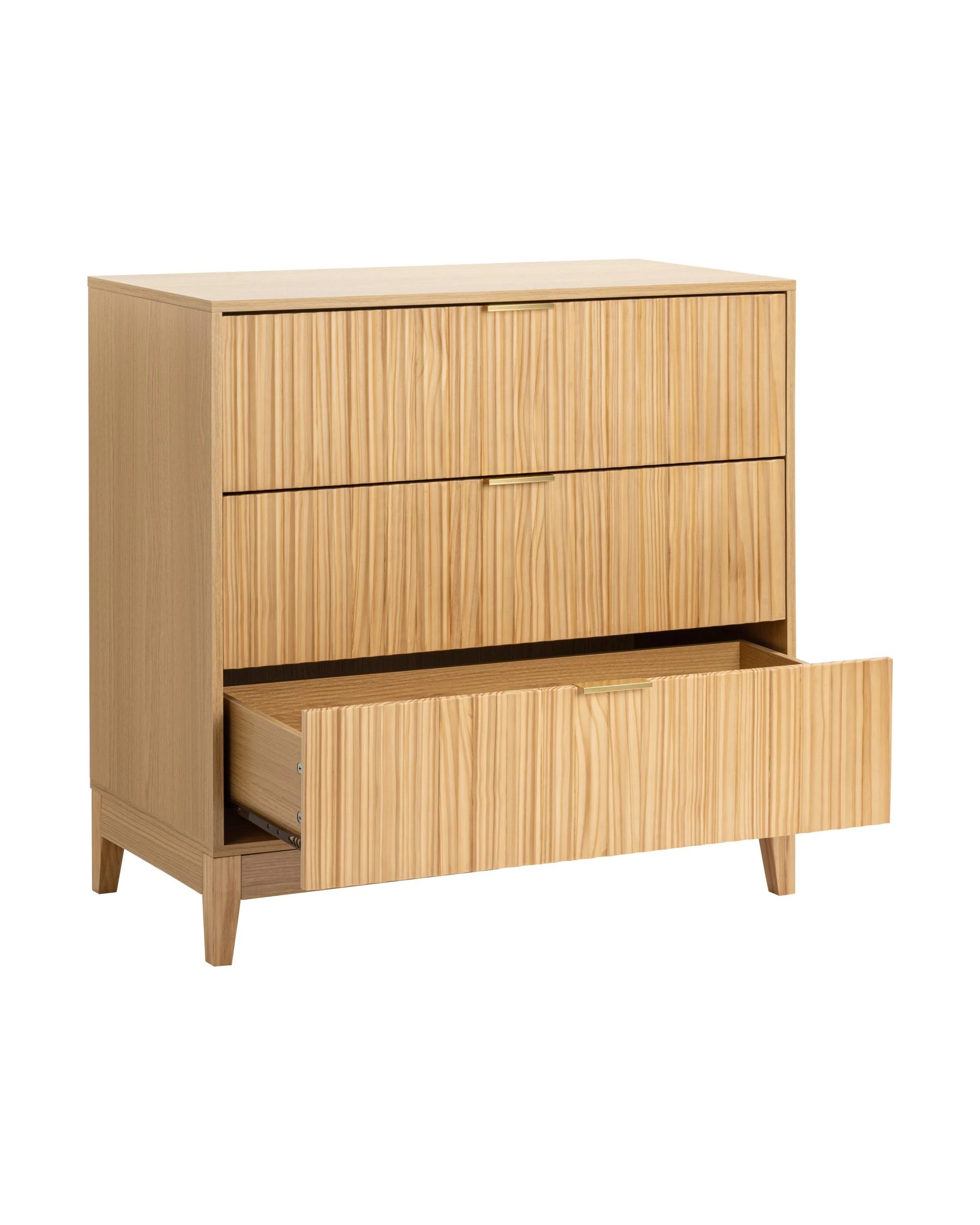 8 Kodu Chest 3 Drawer Storage Lowboy Dresser Oak - Natural, 8 of 10