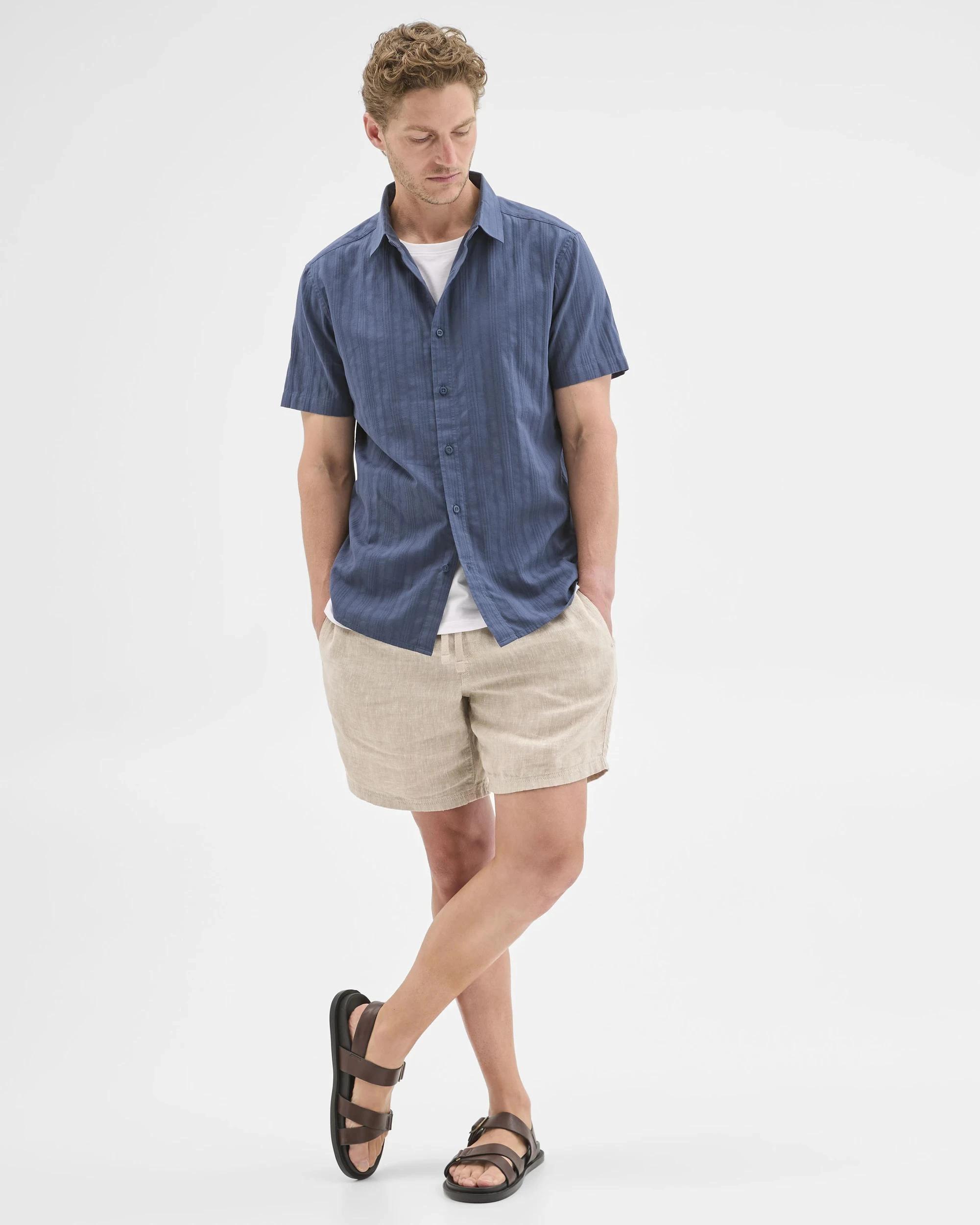 2 Target Man Australian Cotton Short Sleeve Textured Shirt DARK BLUE, 2 of 7