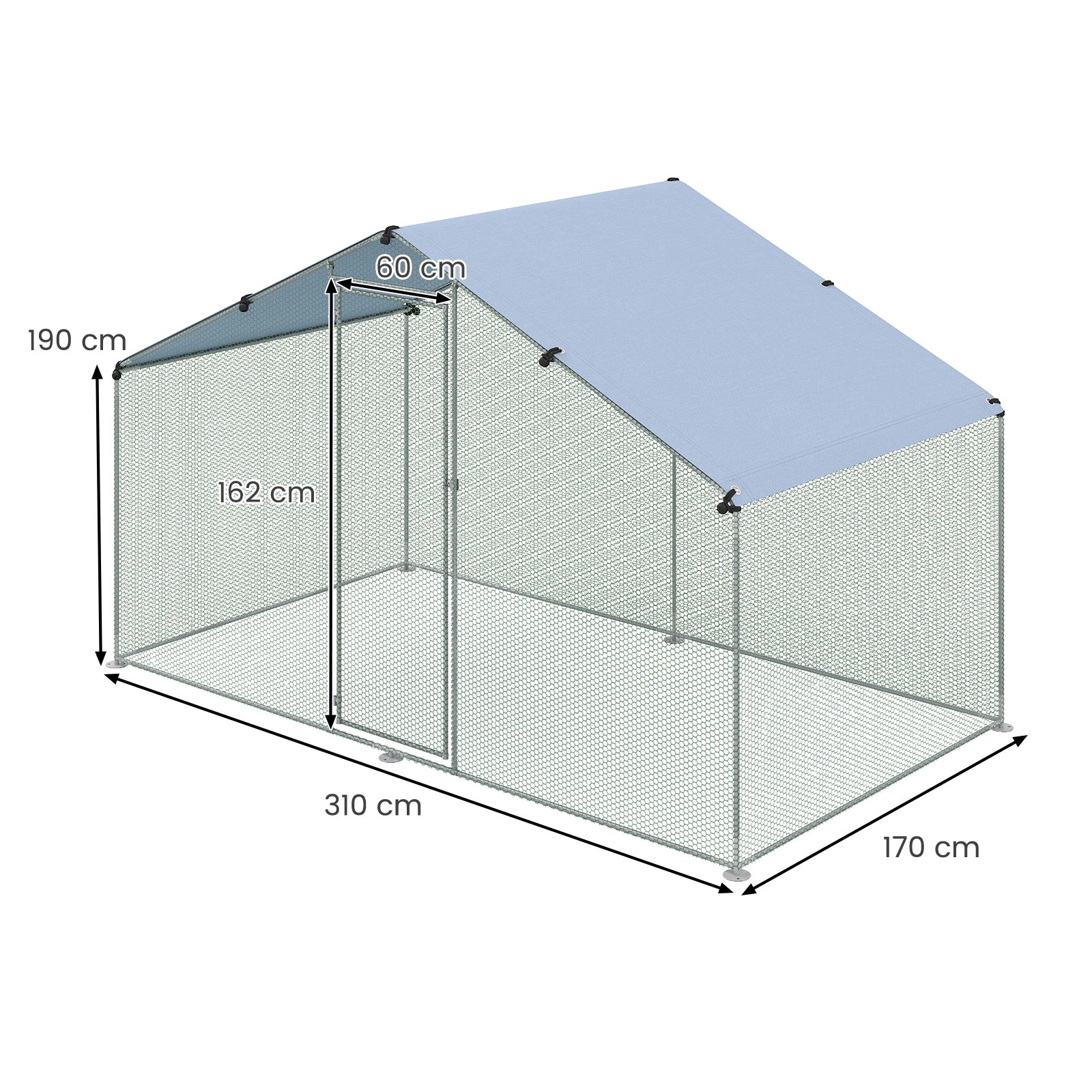 2 Costway Large Chicken Coop Walk-in Poultry Cage w/w/Oxford Canopy 3x1.7x1.9m, 2 of 4