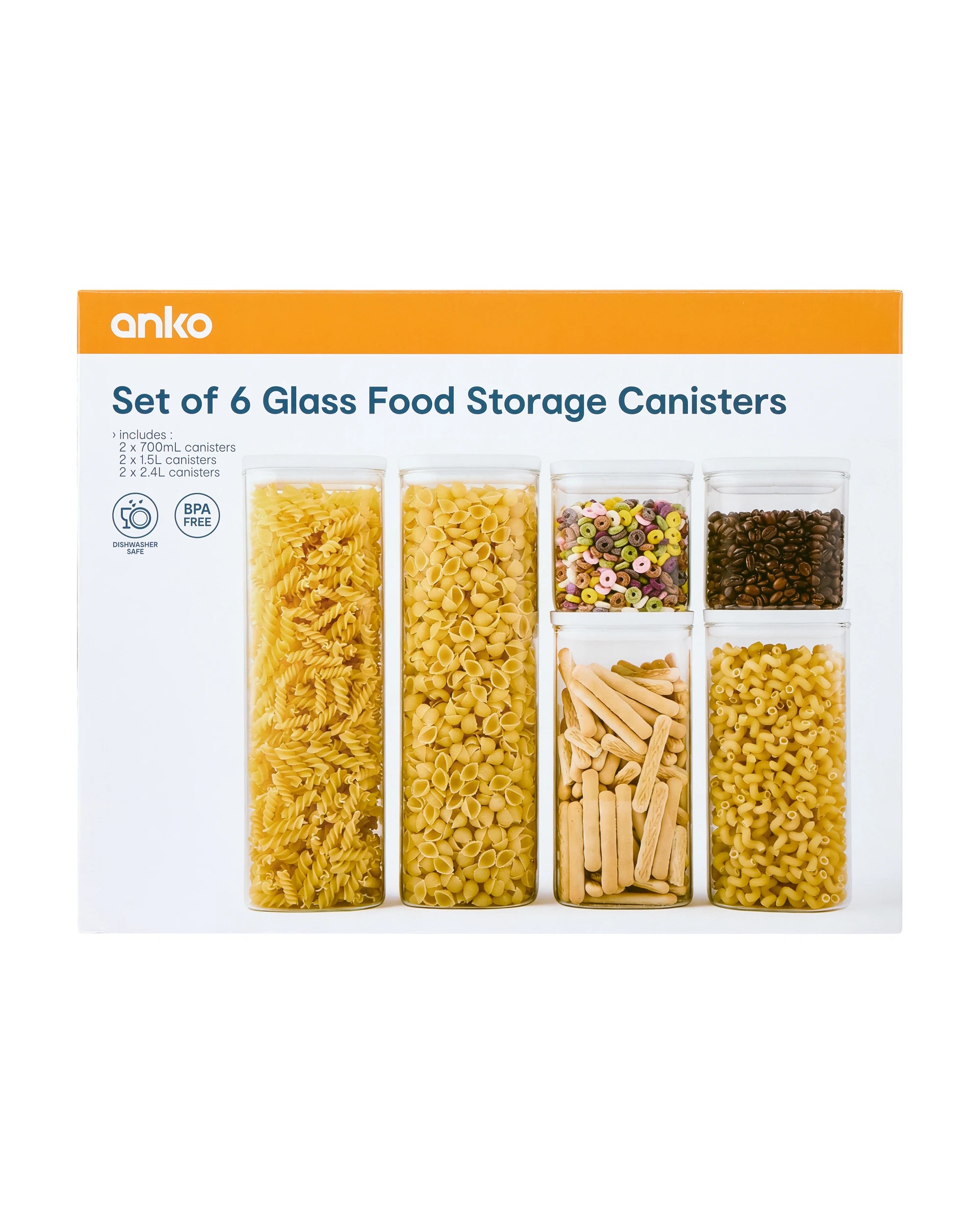 6 Set of 6 Glass Food Storage Canisters, 6 of 6