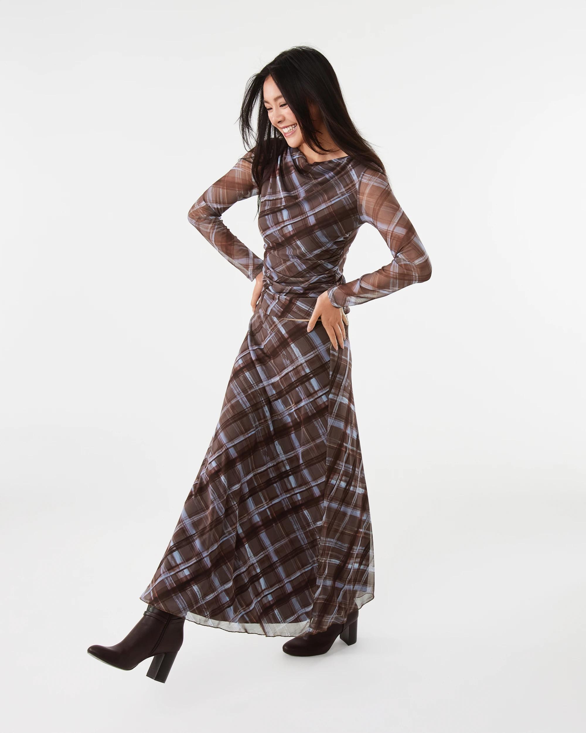 3 Check Mesh Maxi Skirt Choc Chk, 3 of 9