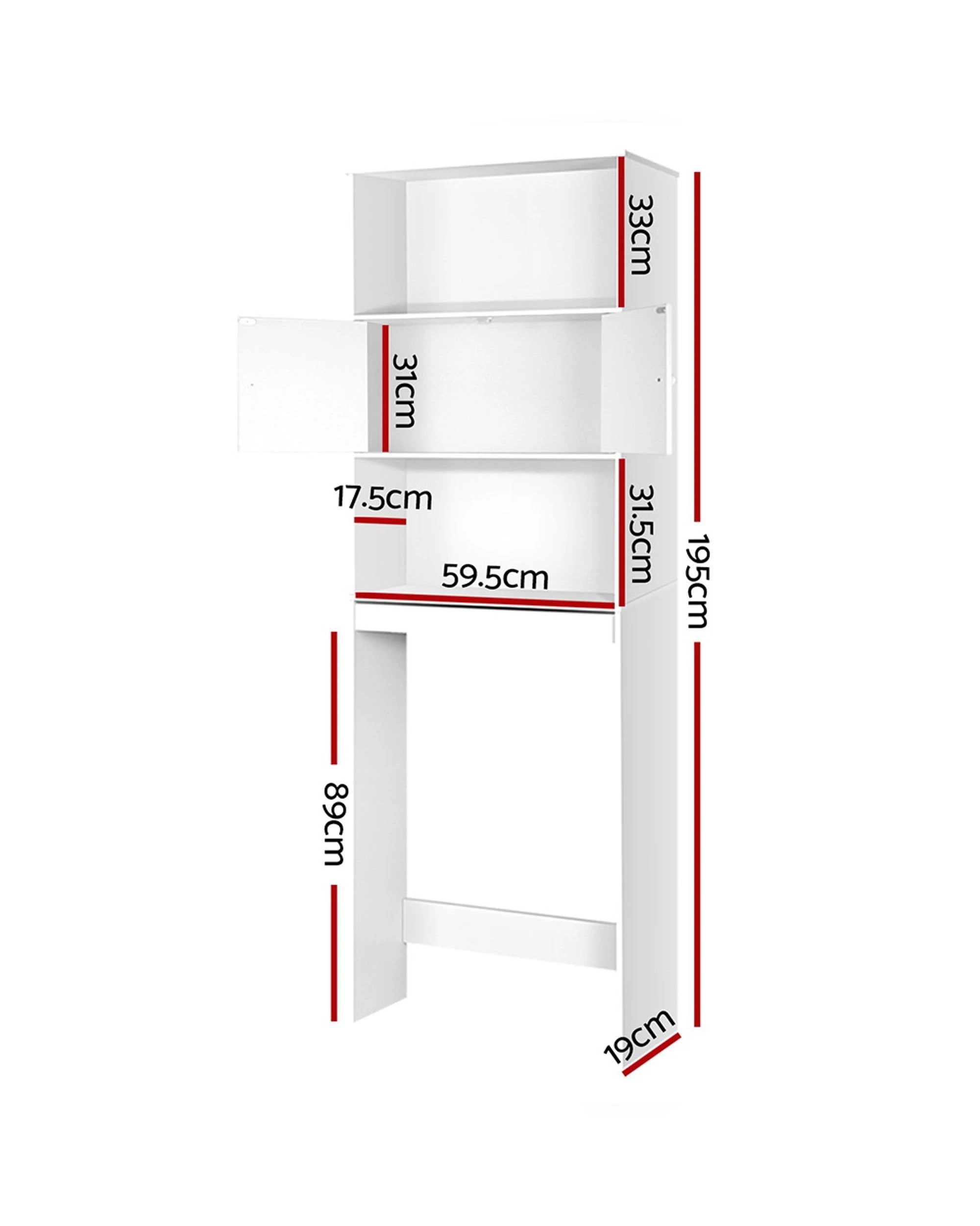 2 Artiss Bathroom Cabinet Over the Toilet Storage Shelf - White, 2 of 10