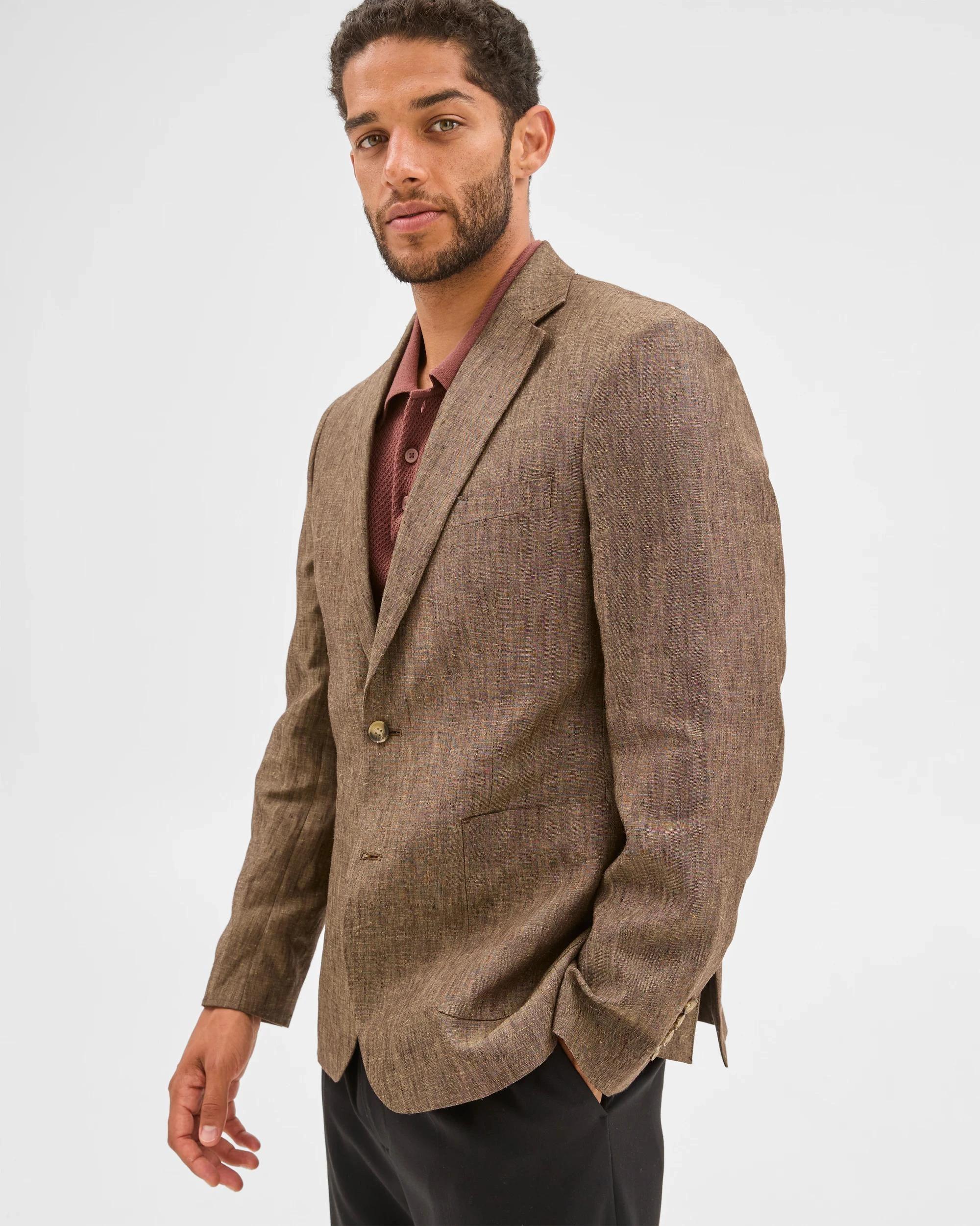 6 Tailored Fit European Linen Blazer - Preview CHOCOLATE, 6 of 7