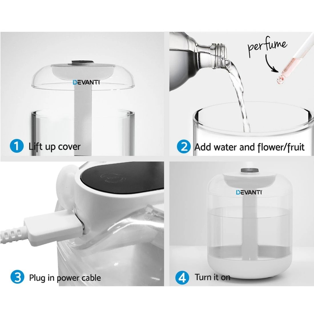 7 Devanti Aroma Diffuser Aromatherapy Humidifier 1L - White, 7 of 7