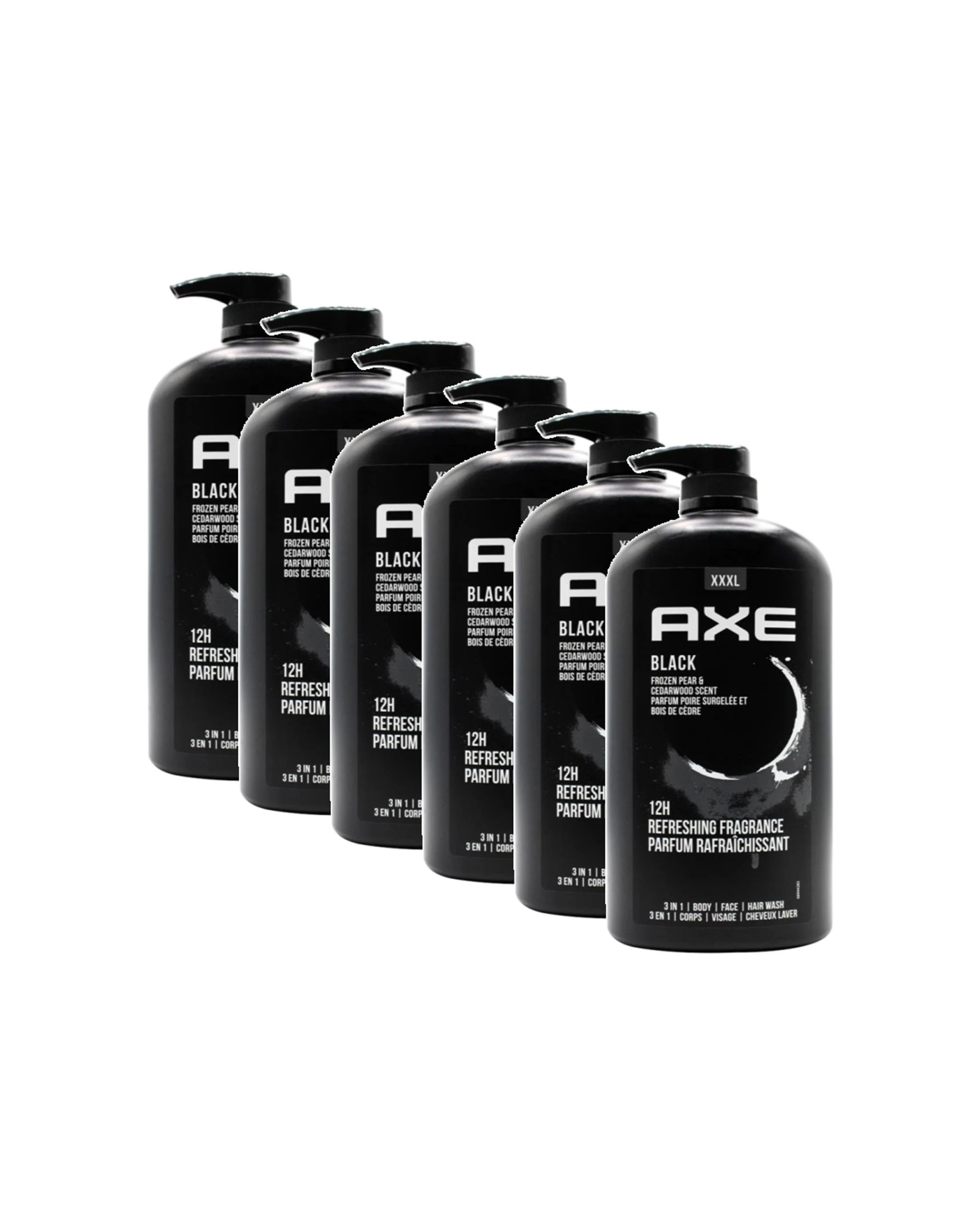 1 Axe 6pk Men's 3 In 1 Face Hair Body Wash Frozen Pear & Cedarwood 1L - Black, 1 of 4