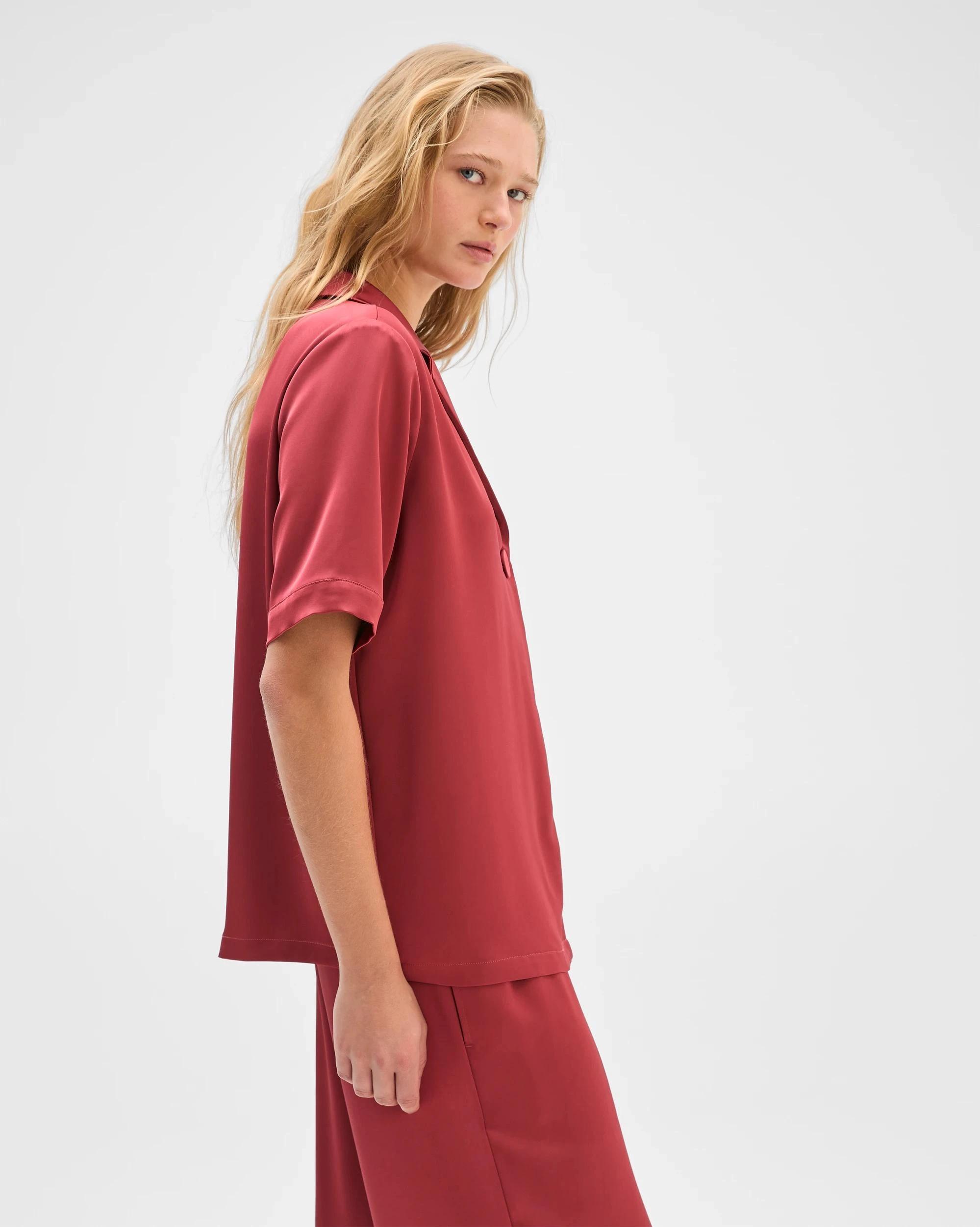 5 Preview Satin Short Sleeve Shirt POMEGRANATE, 5 of 7