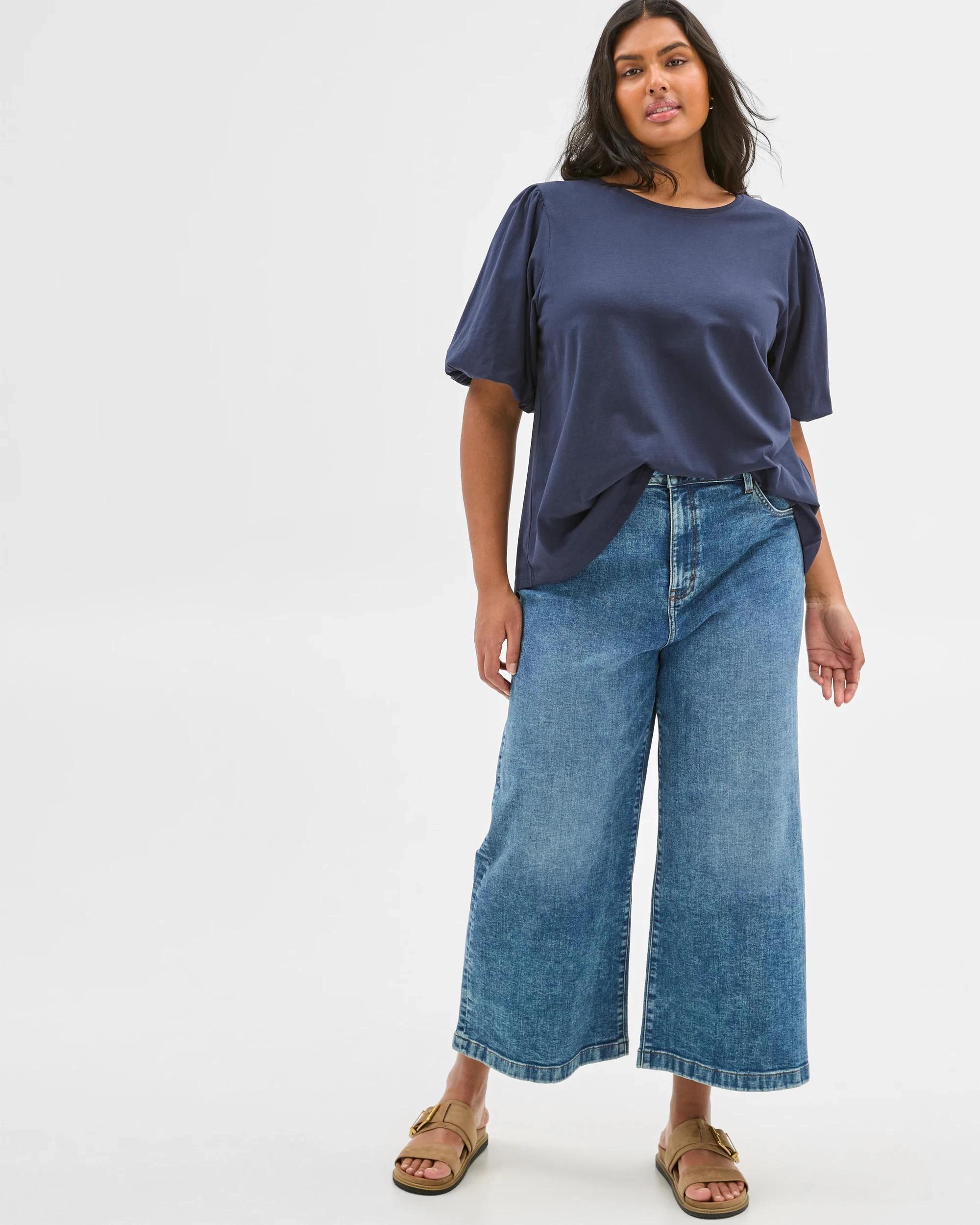 2 Target Plus Size Australian Cotton Bubble Sleeve Top NAVY BLAZER, 2 of 6