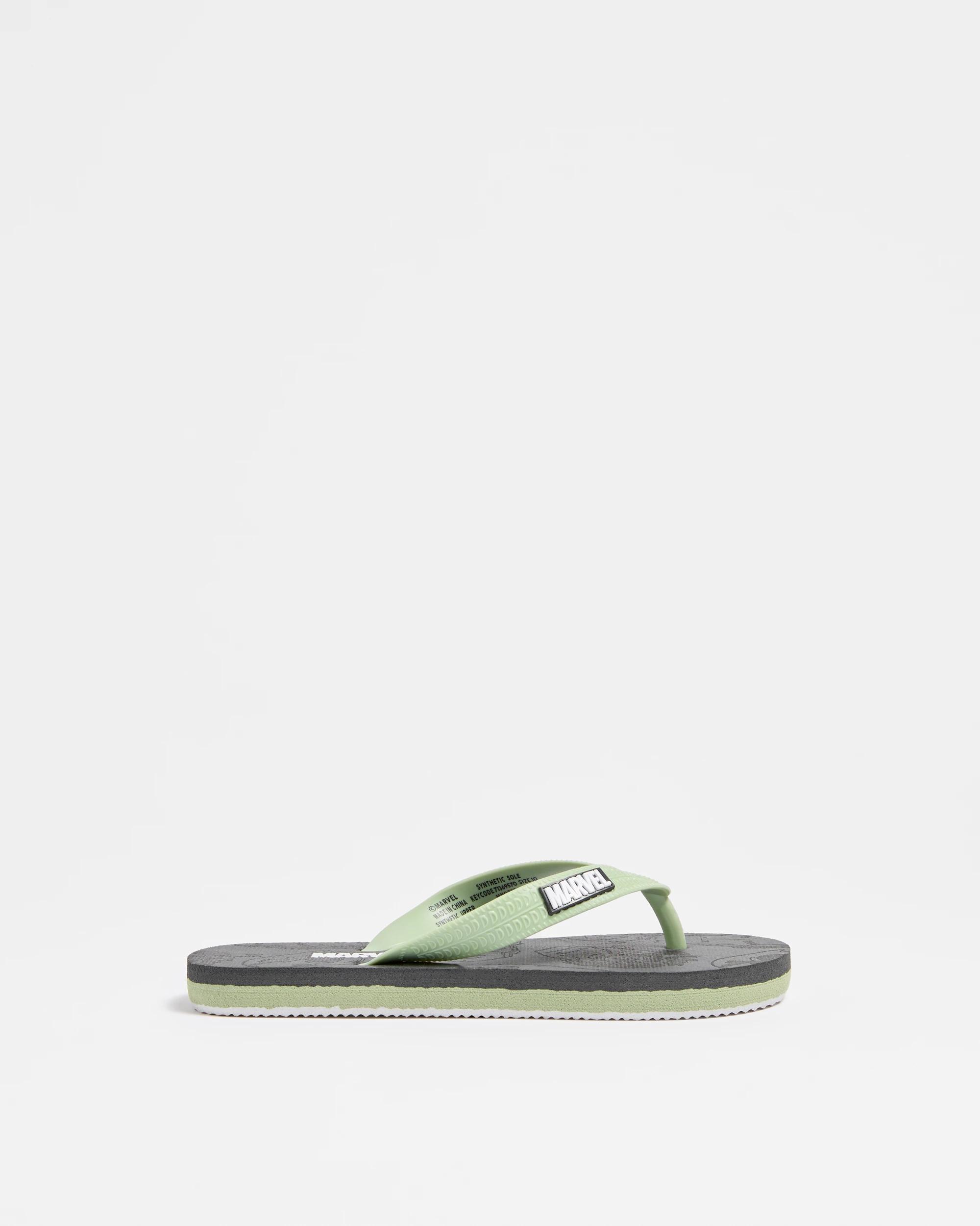 1 Boys Junior Marvel Thongs CHARCOAL, 1 of 3