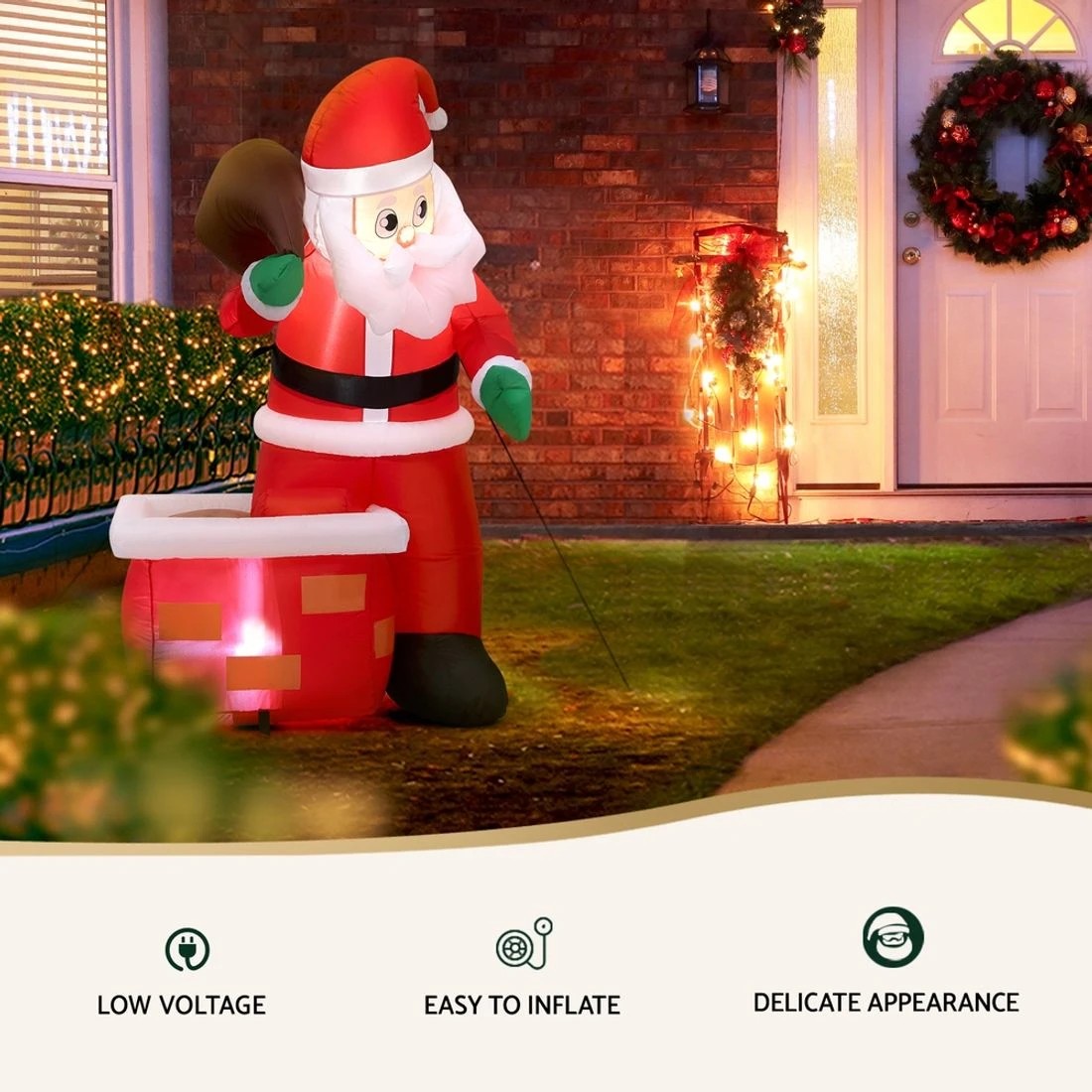 5 Jingle Jollys Christmas Inflatable Santa Illuminated Decorations Durable Space Saving Modern Decor Easy Assembly - Multi, 5 of 7