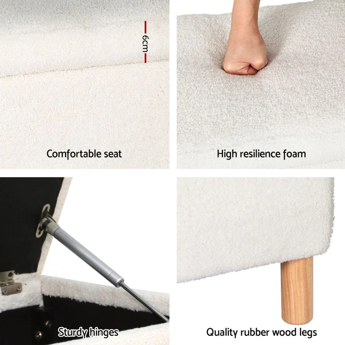 6 Artiss Storage Ottoman Blanket Box 99cm - White, 6 of 6