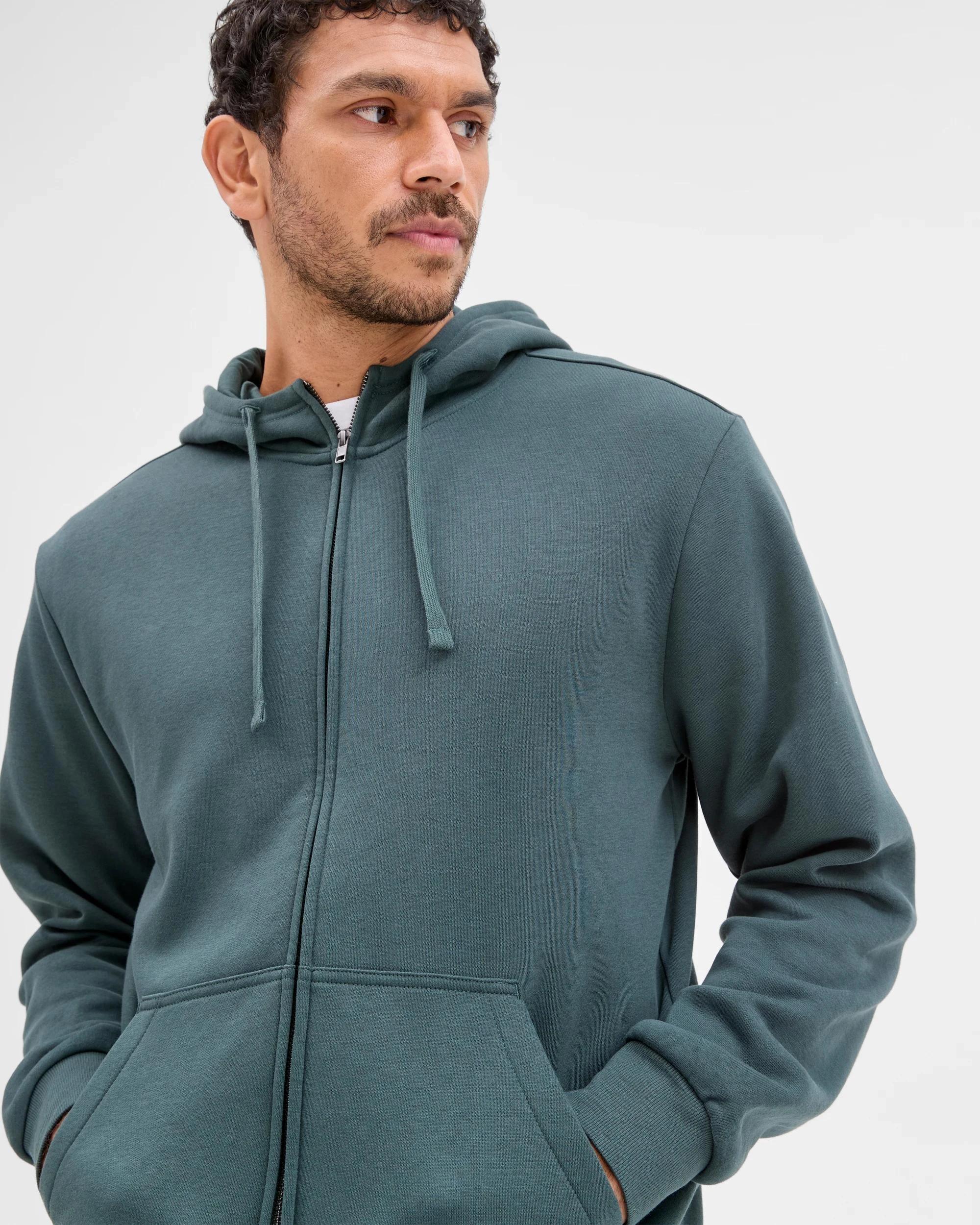 1 Target Man Australian Cotton Blend Zip Thru Hoodie WINTER GREEN, 1 of 6