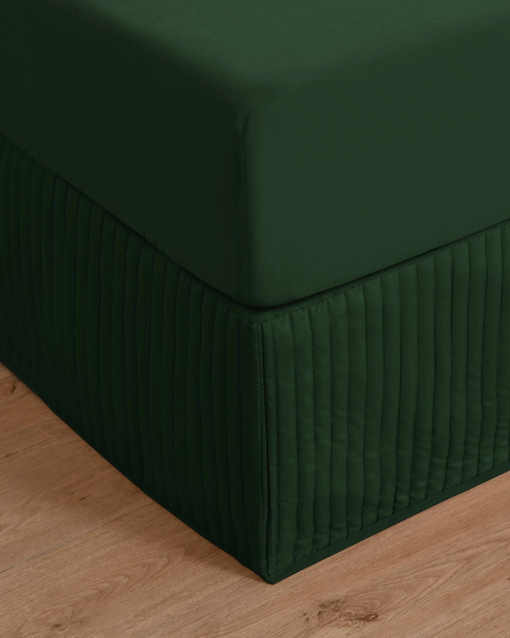 1 Dreamaker Quilted Valance - Single Bed - Eden Green, 1 of 5