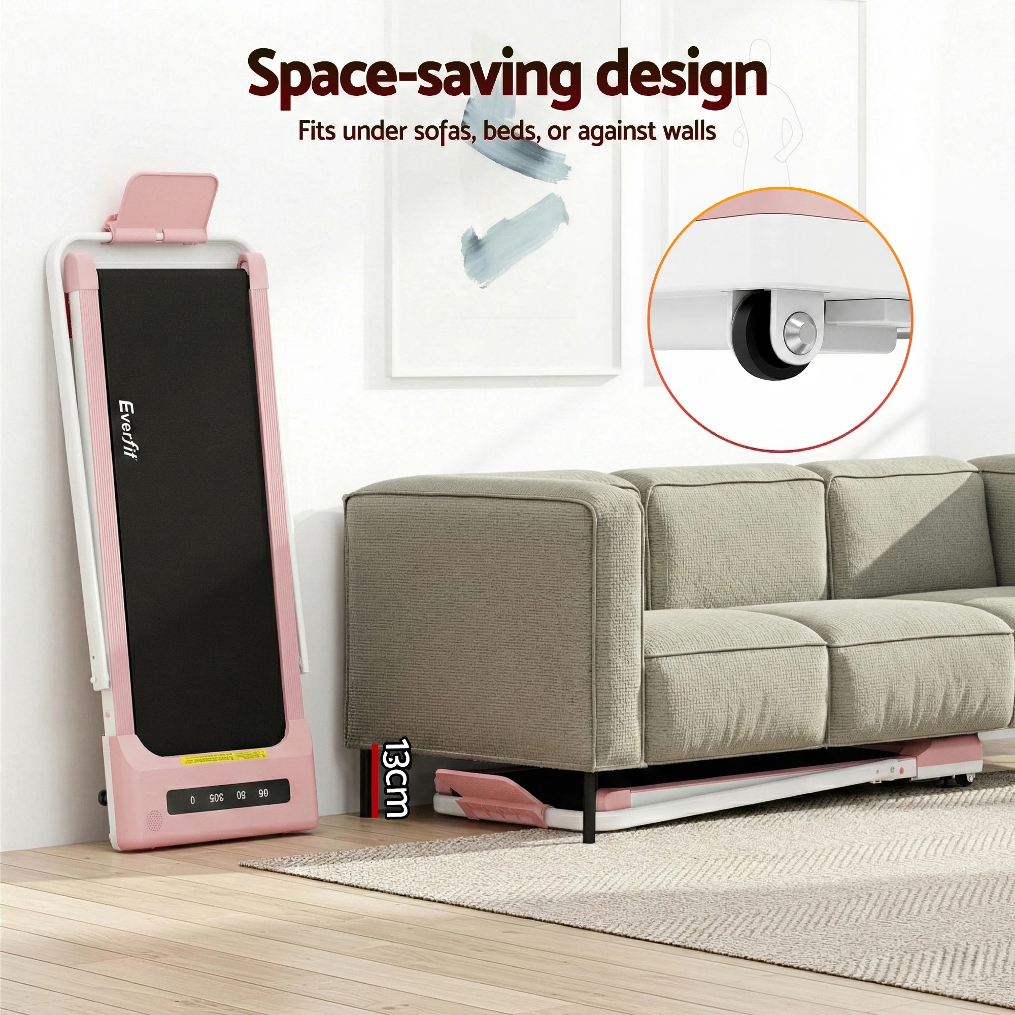 9 Everfit Treadmill Electric Walking Pad Under Desk Home Gym Fitness 380mm - Pink, 9 of 9