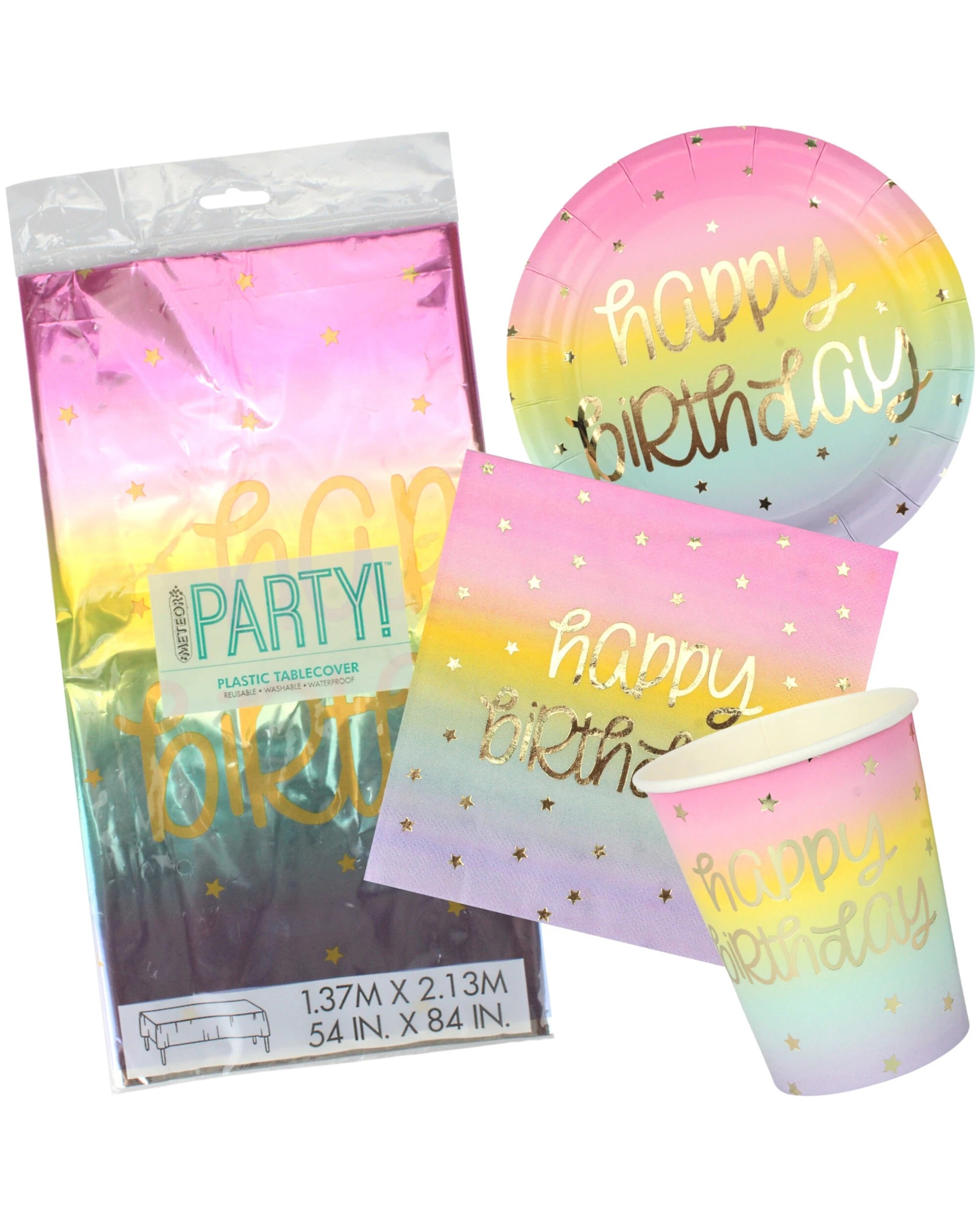 1 Unique Rainbow Stars Happy Birthday Party Starter Set For 8 Guests, 1 of 3