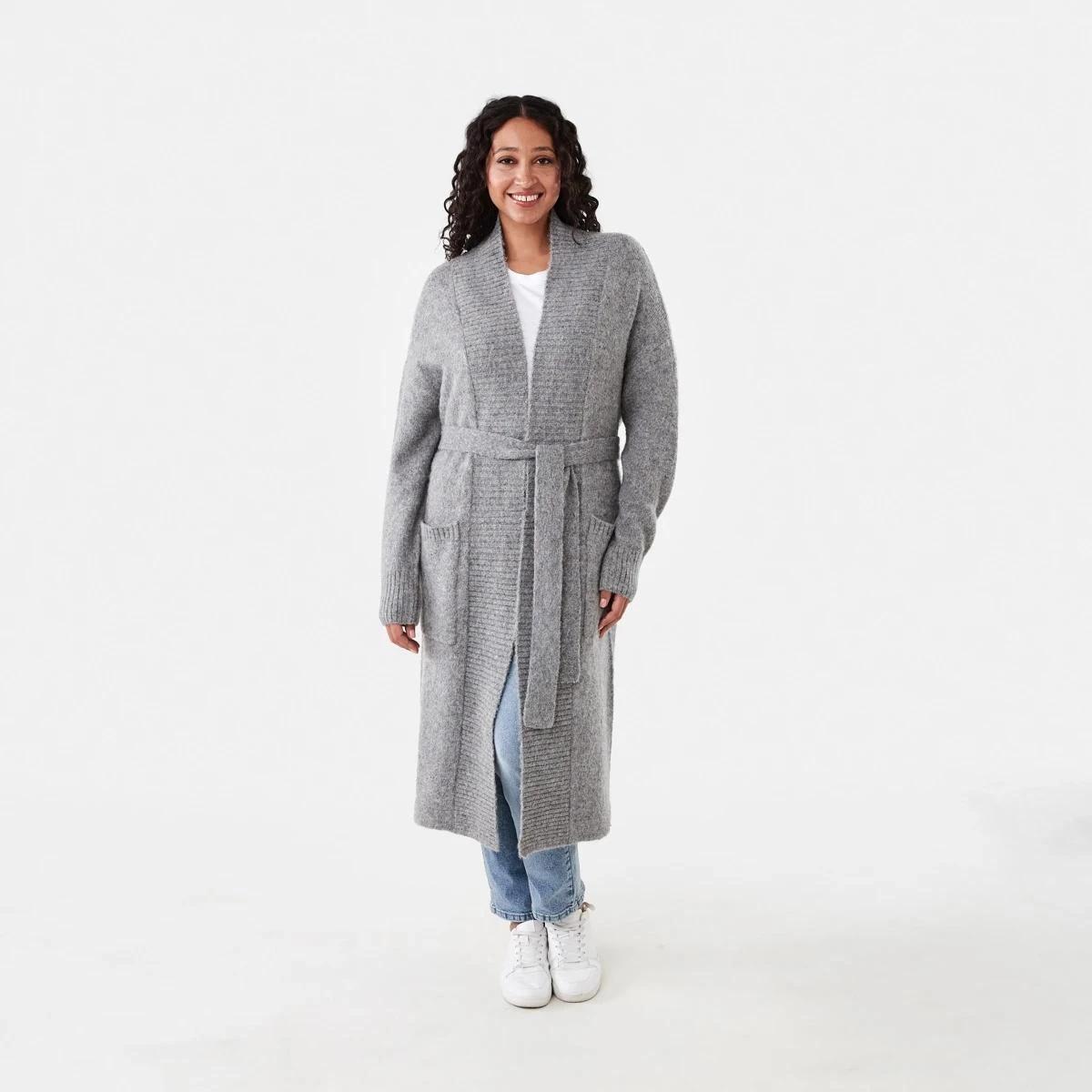 1 Longline Fluffy Cardigan Grey Marle, 1 of 7