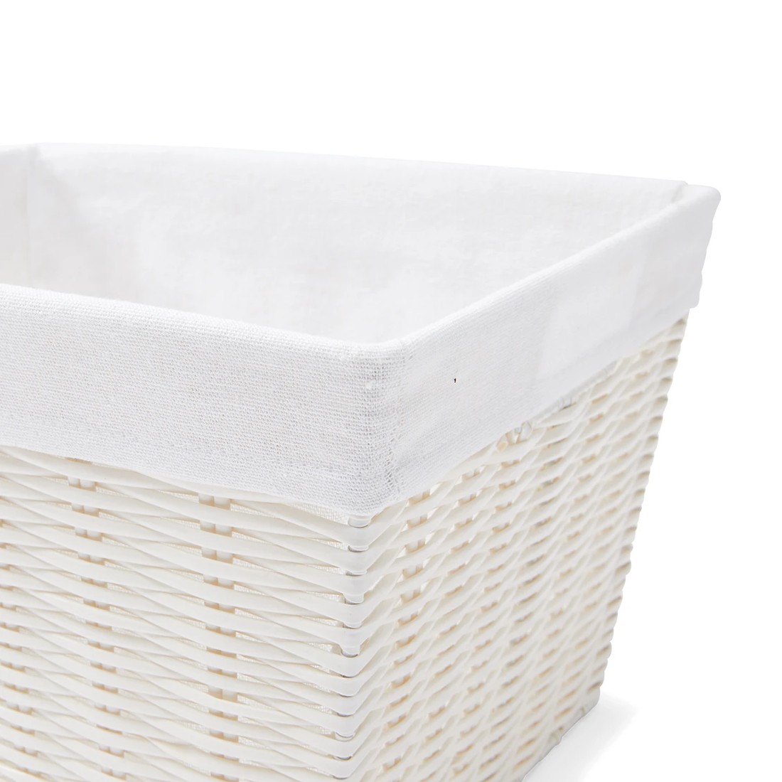 5 Rattan Look Basket with Liner - Medium, White, 5 of 9