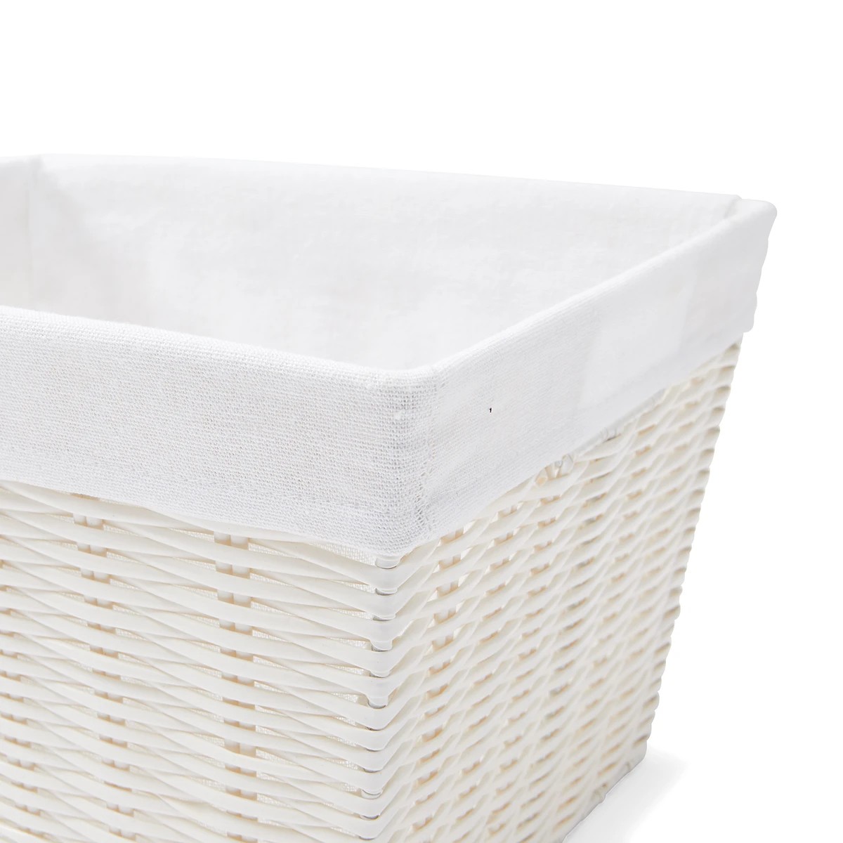 5 Rattan Look Basket with Liner - Medium, White, 5 of 9