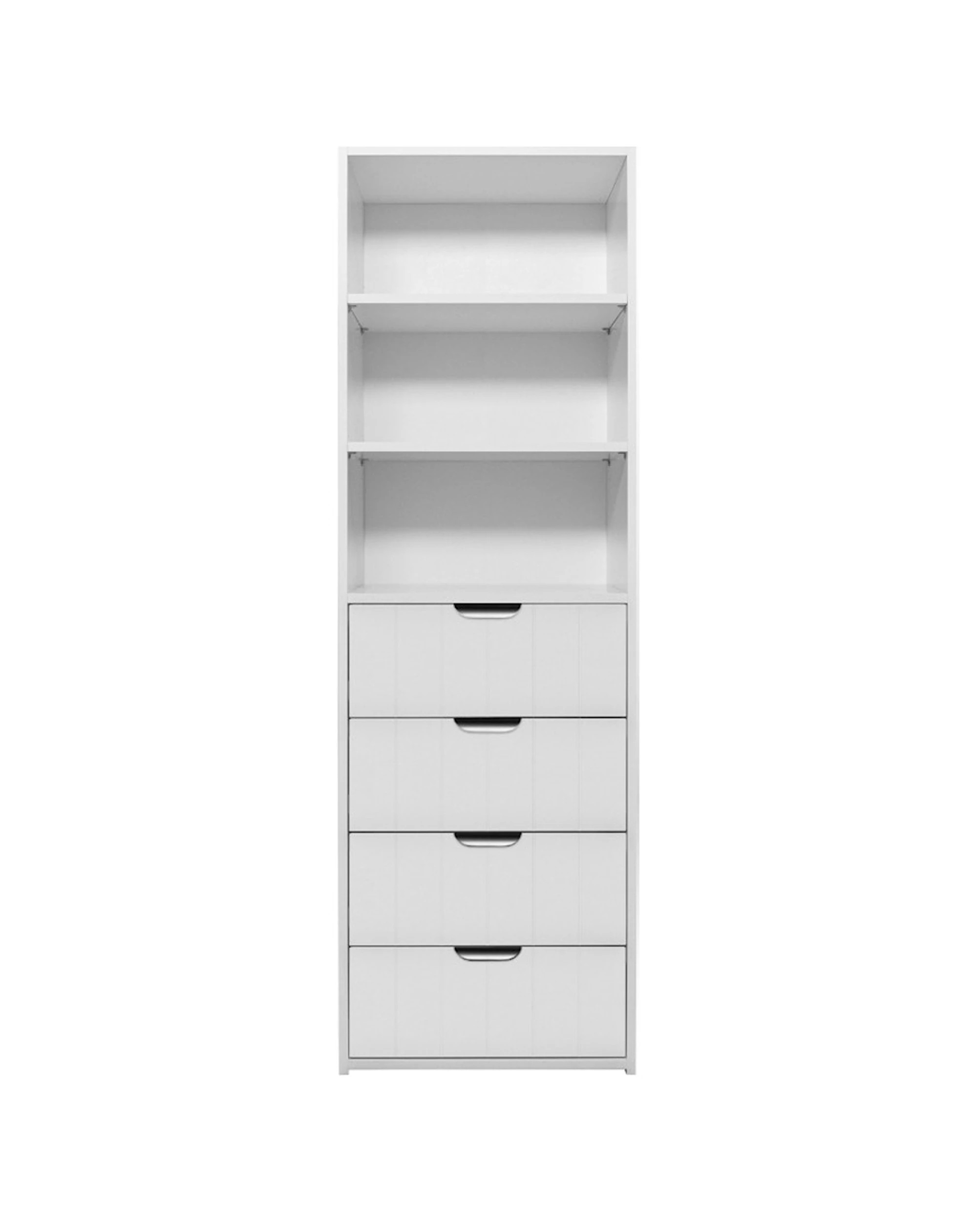 3 European Cabinetry Geneva 3 Shelf 4 Drawer Built In Wardrobe VJ Panel Pull Handle - White, 3 of 3
