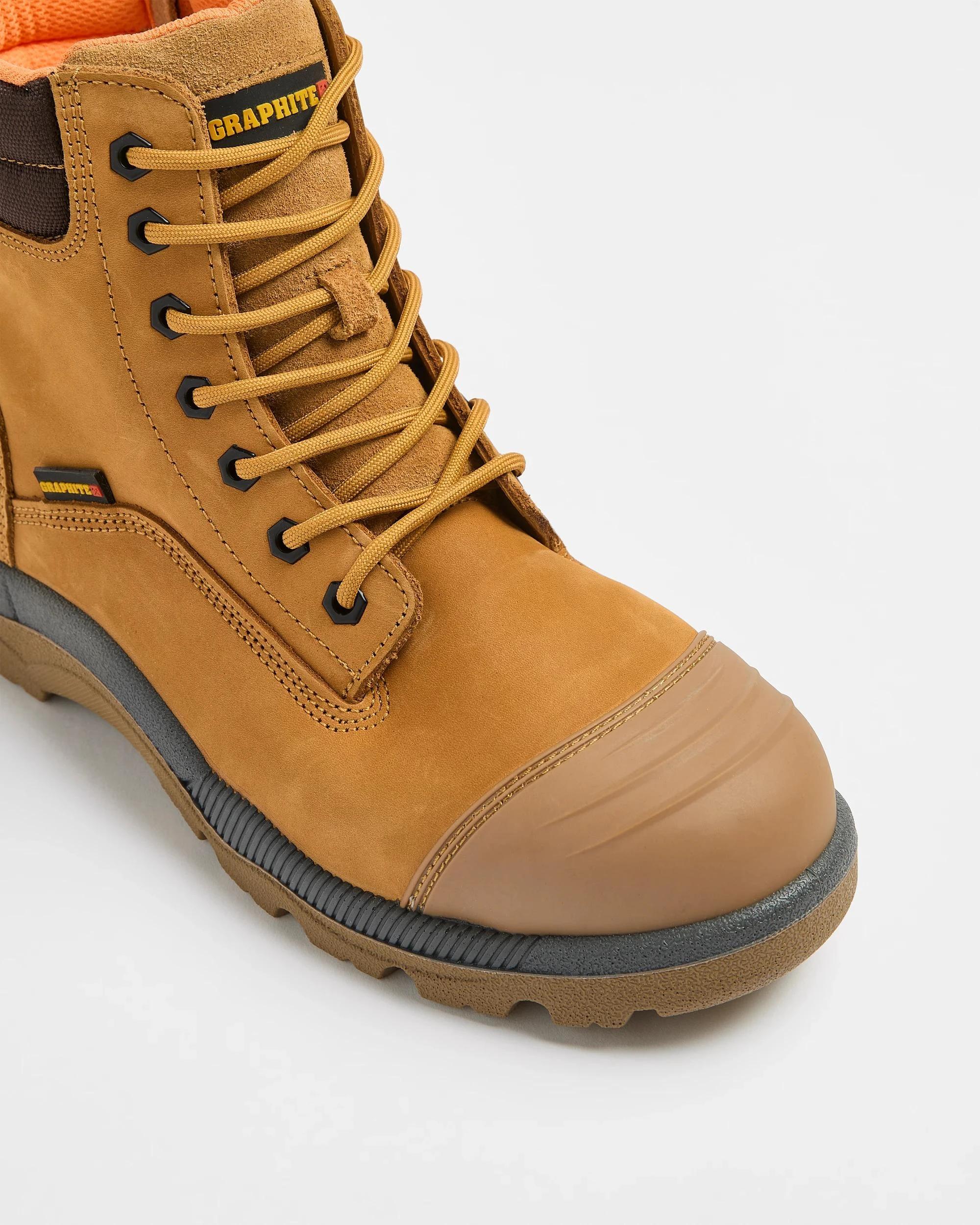 3 Mens Graphite Genuine Leather Lace Up Work Safety Boot YELLOW, 3 of 3