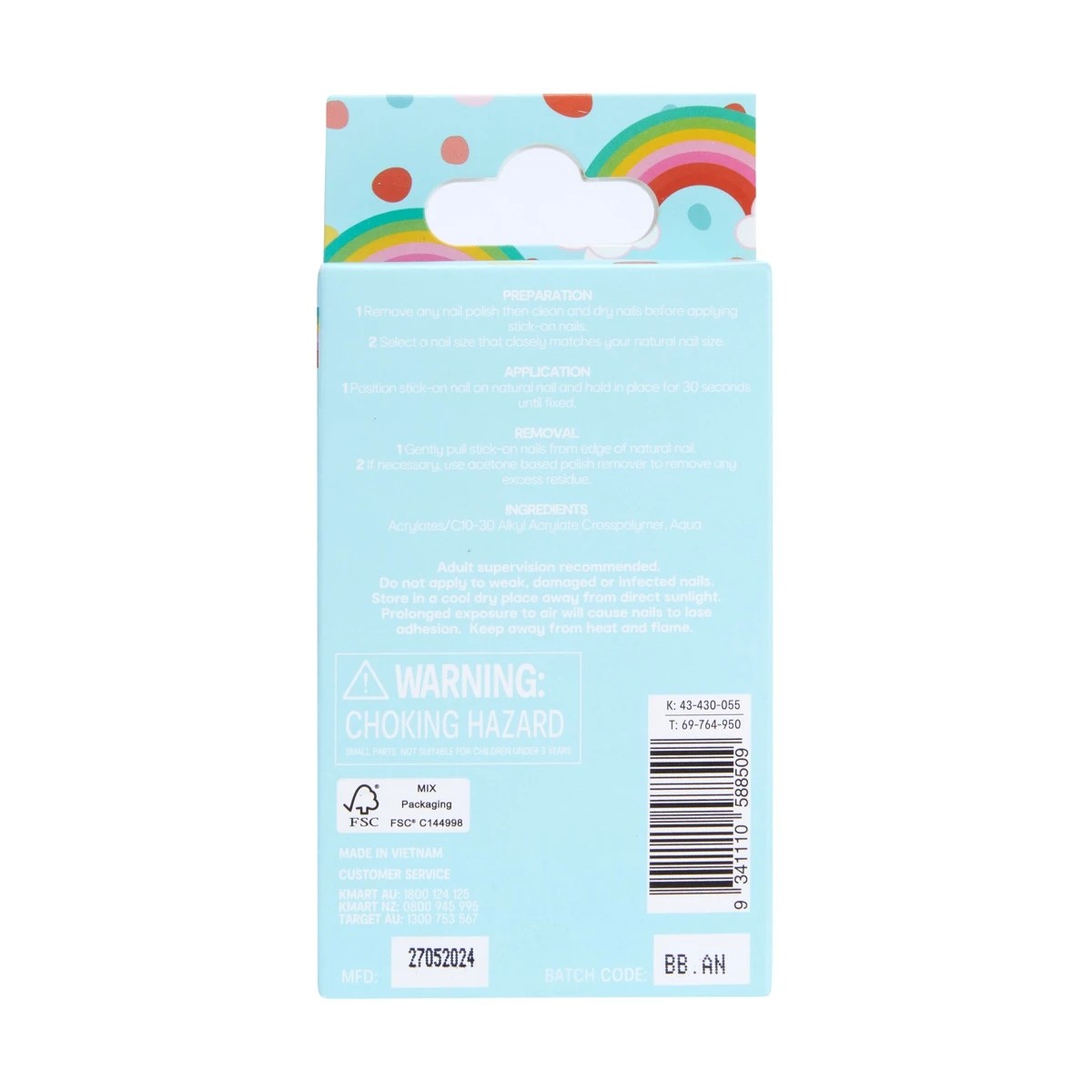 2 OXX Junior 24 Pack Kids Pre-Glued Stick-On Nails - Shimmer Mint, 2 of 5