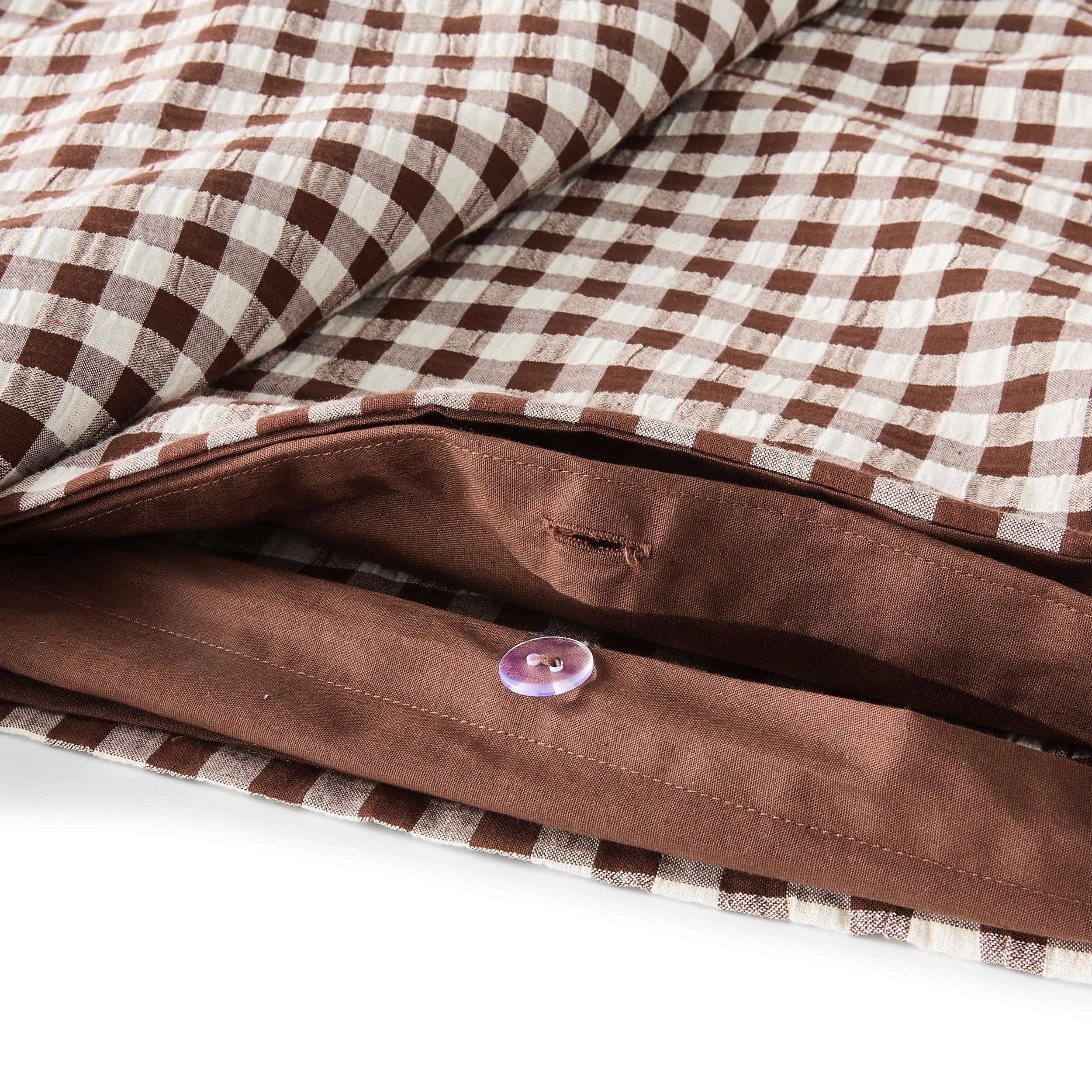 4 Gingham Australian Grown Cotton Quilt Cover Set - King Bed, Chocolate, 4 of 6