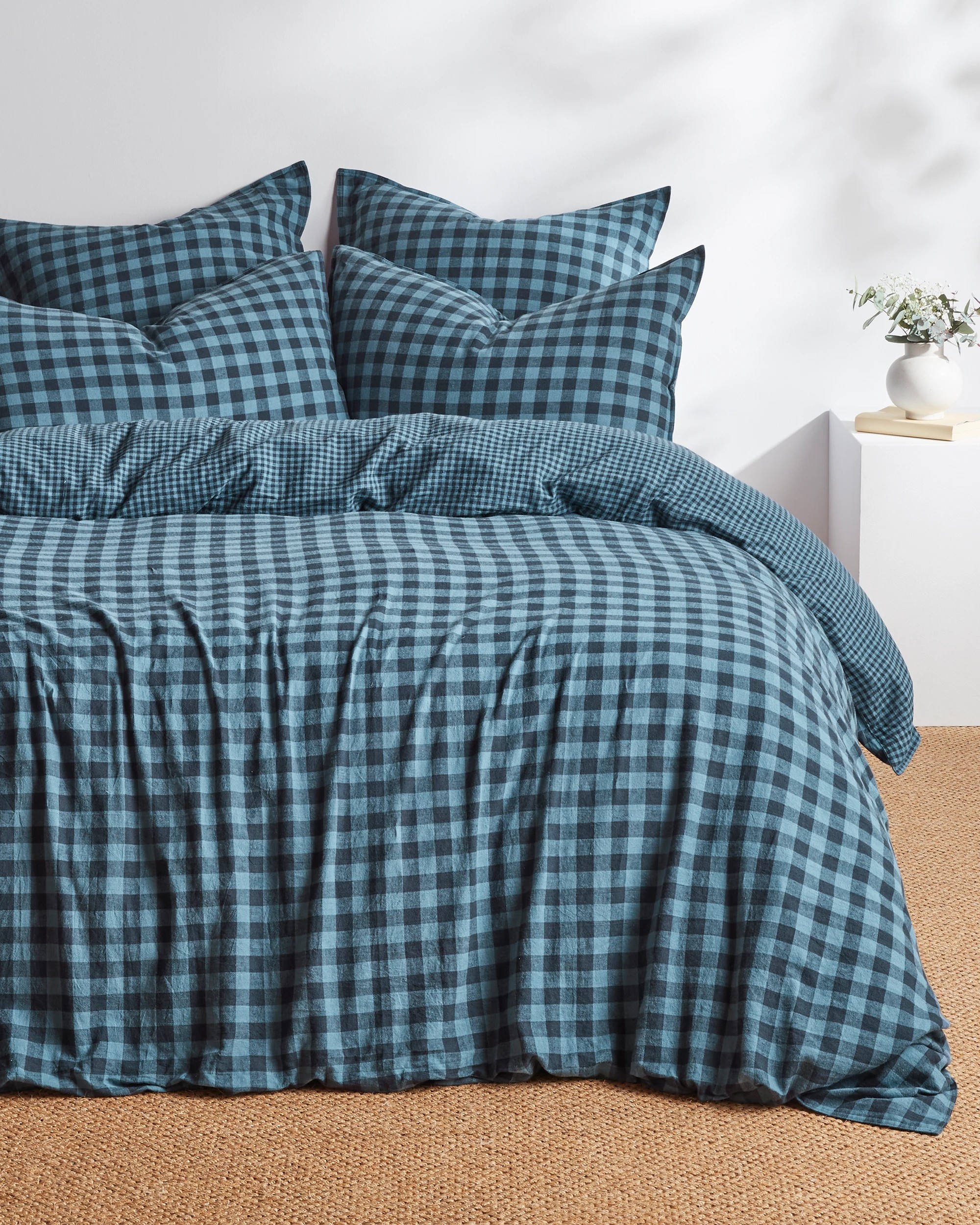 1 Target Darby Gingham Linen/Cotton Quilt Cover Set - Queen Bed - Blue, 1 of 1