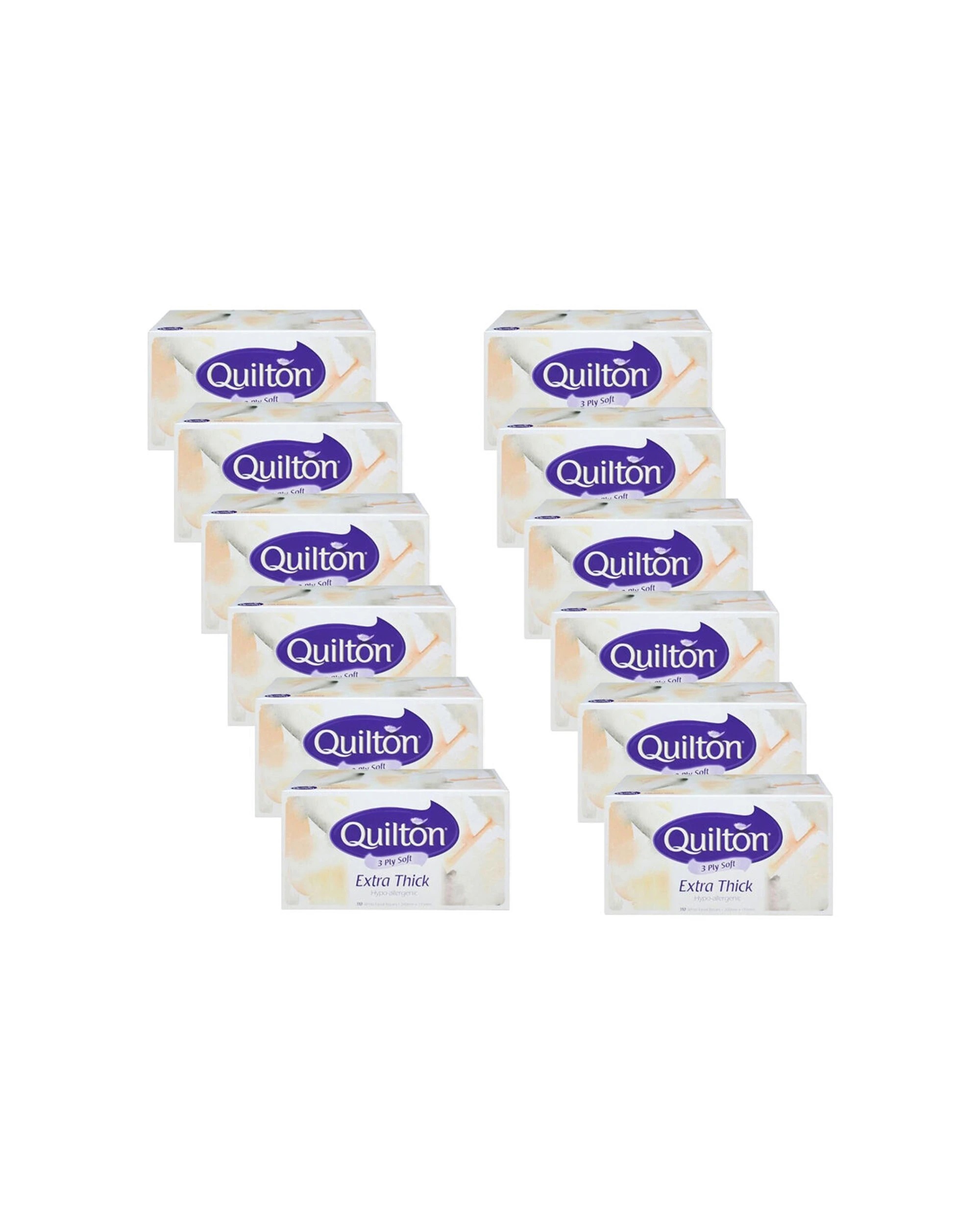 1 Quilton 12PK 3 Ply Facial Tissues 110pc Hypo-Allergenic Soft Durable Pack 1320pc - White, 1 of 1