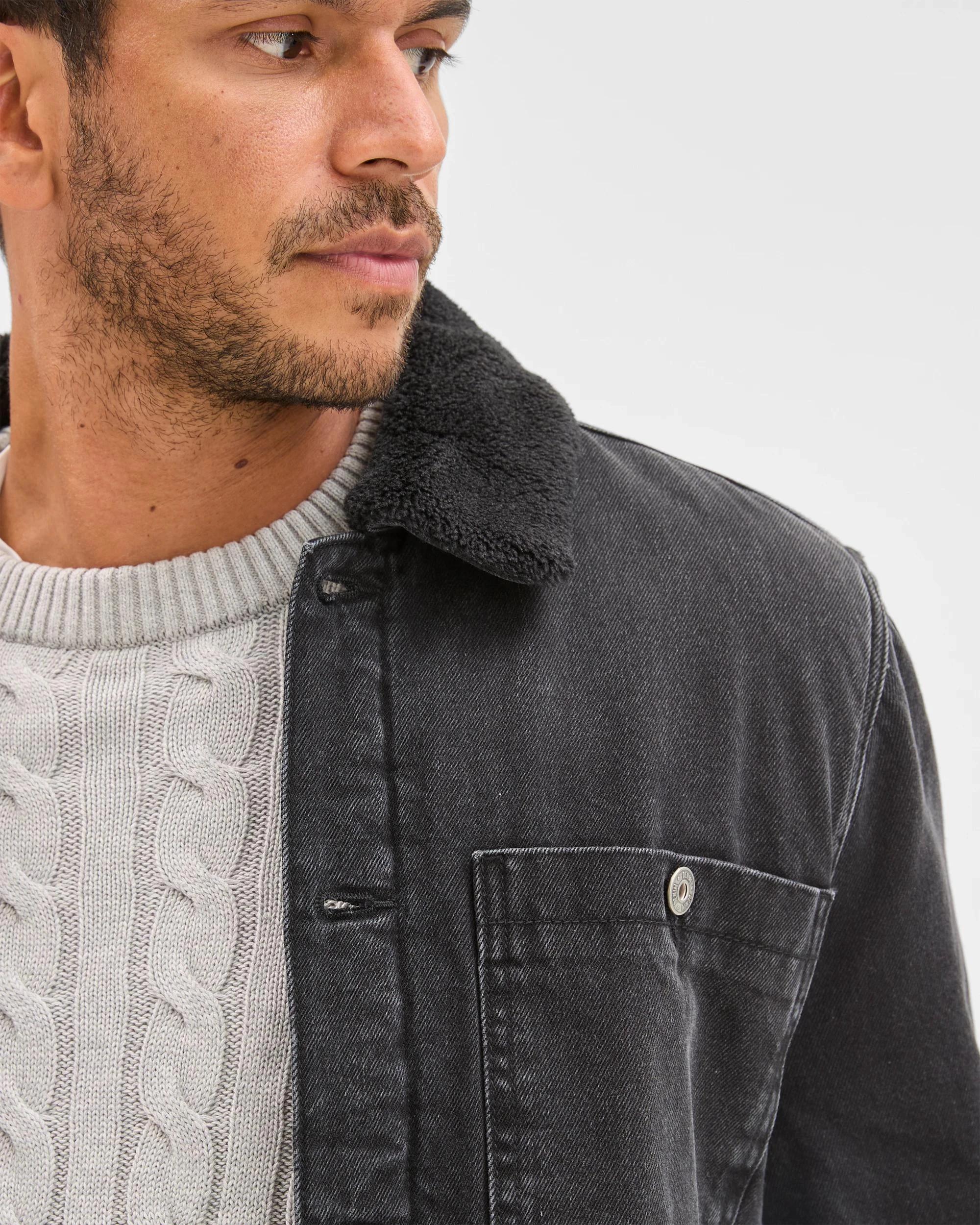 4 Target Denim Denim Sherpa Jacket BLACK, 4 of 6