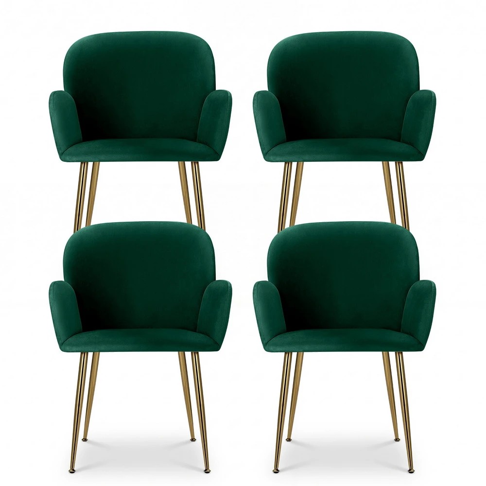 3 Artiss Dining Chairs Set of 4 Velvet Armchair - Green, 3 of 6