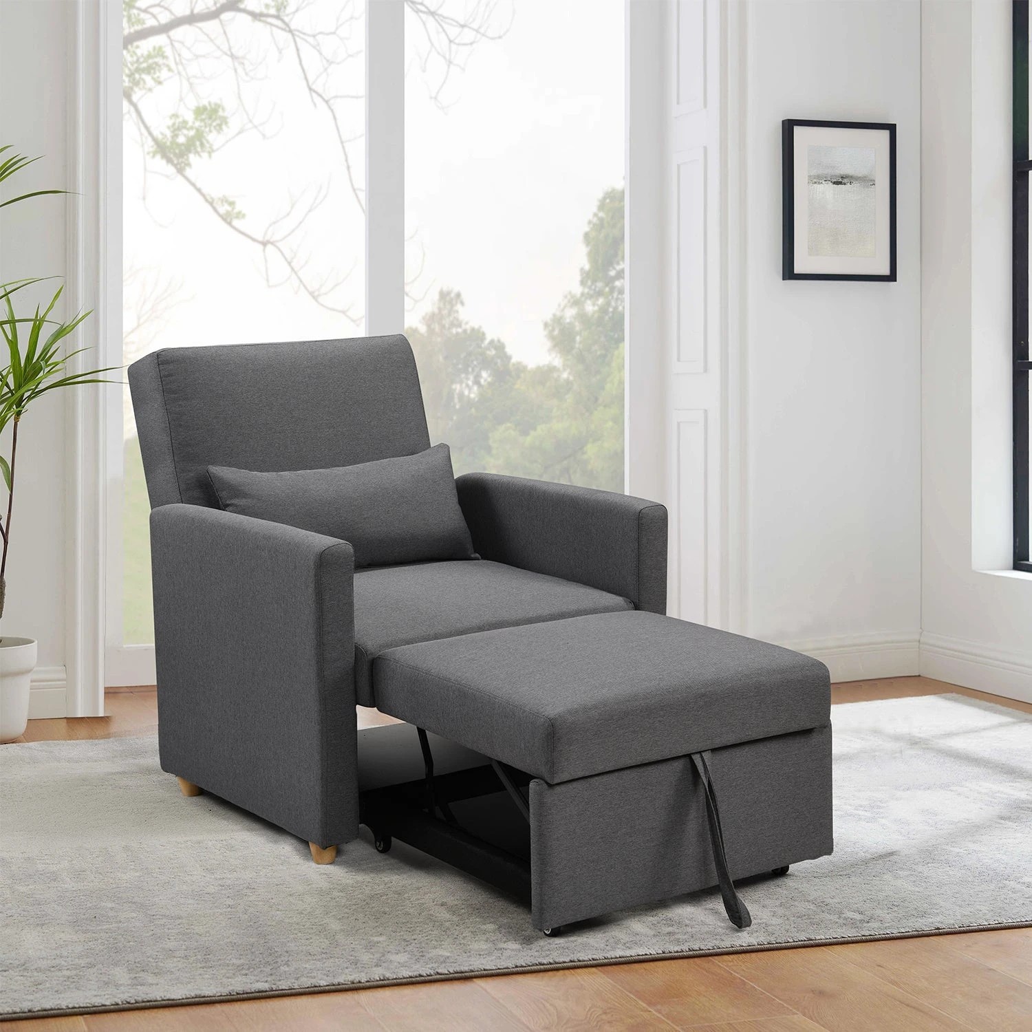 2 Foret Single Seater Pull-out Sofa Bed Lounge Adjustable Couch Furniture Recliner, 2 of 7