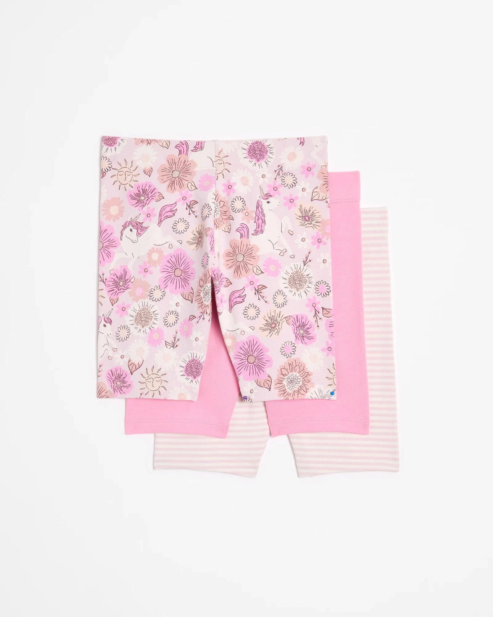 1 Target Kids Australian Cotton 3 Pack Print Bike Shorts UNICORN STRIPE, 1 of 5