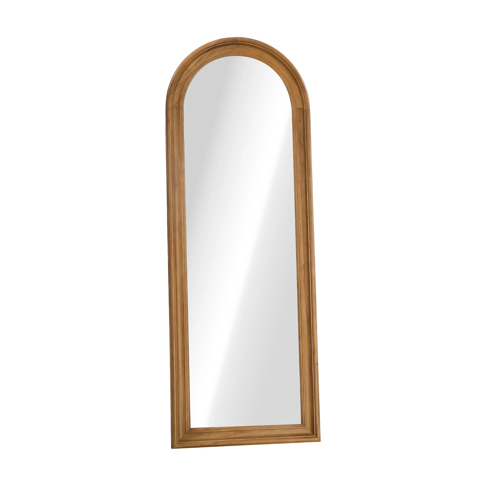 1 Oikiture Full Length Mirror Elegance Arch 165x60cm Wood Floor Mirrors - Brown, 1 of 10