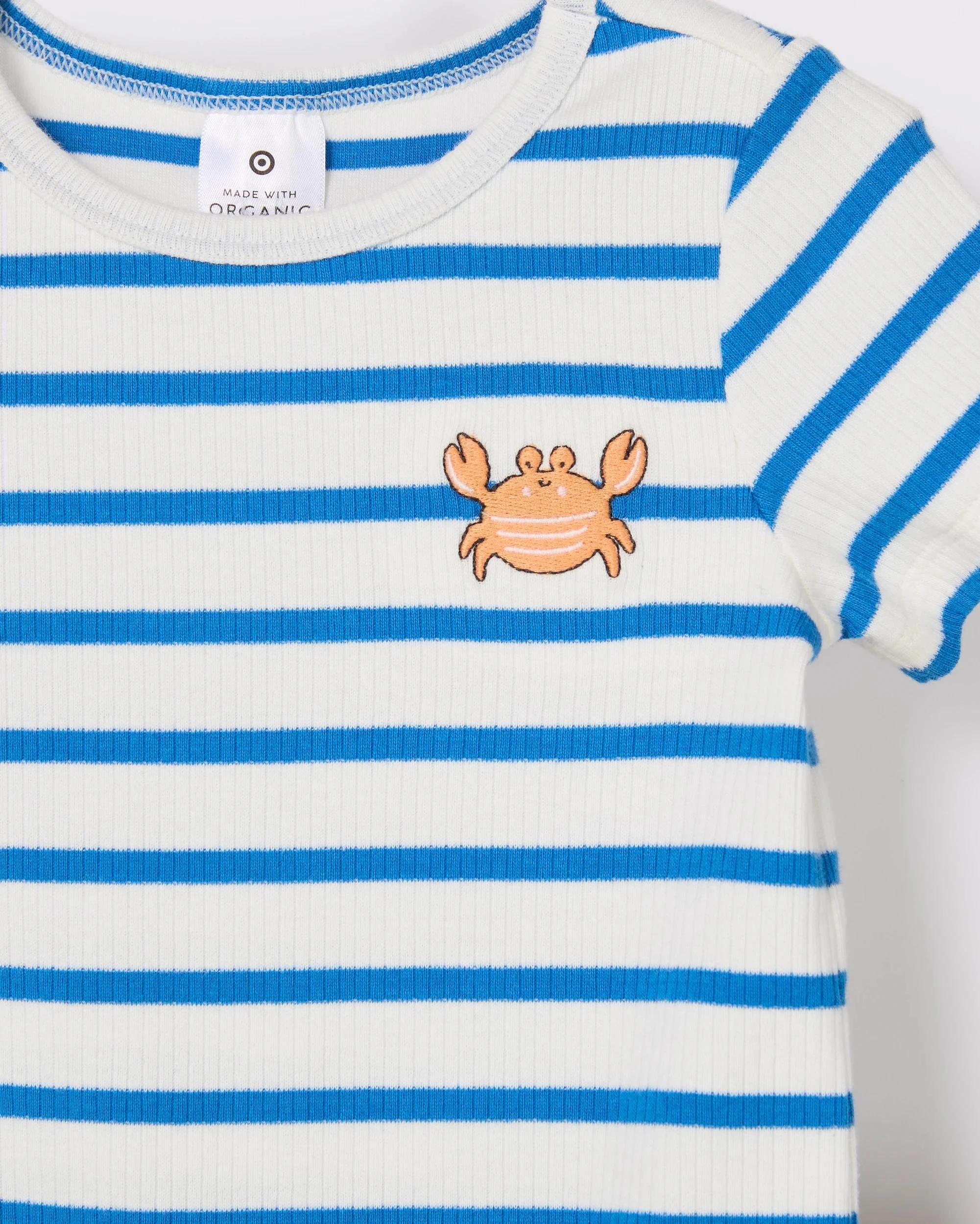 2 Target Baby Organic Cotton Baby Bodysuit and Shorts 2 Piece Set BLUE / STRIPE, 2 of 3