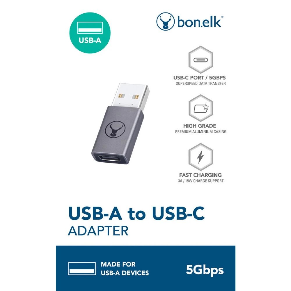 5 Bonelk USB-A to USB-C Adapter Grey, 5 of 5