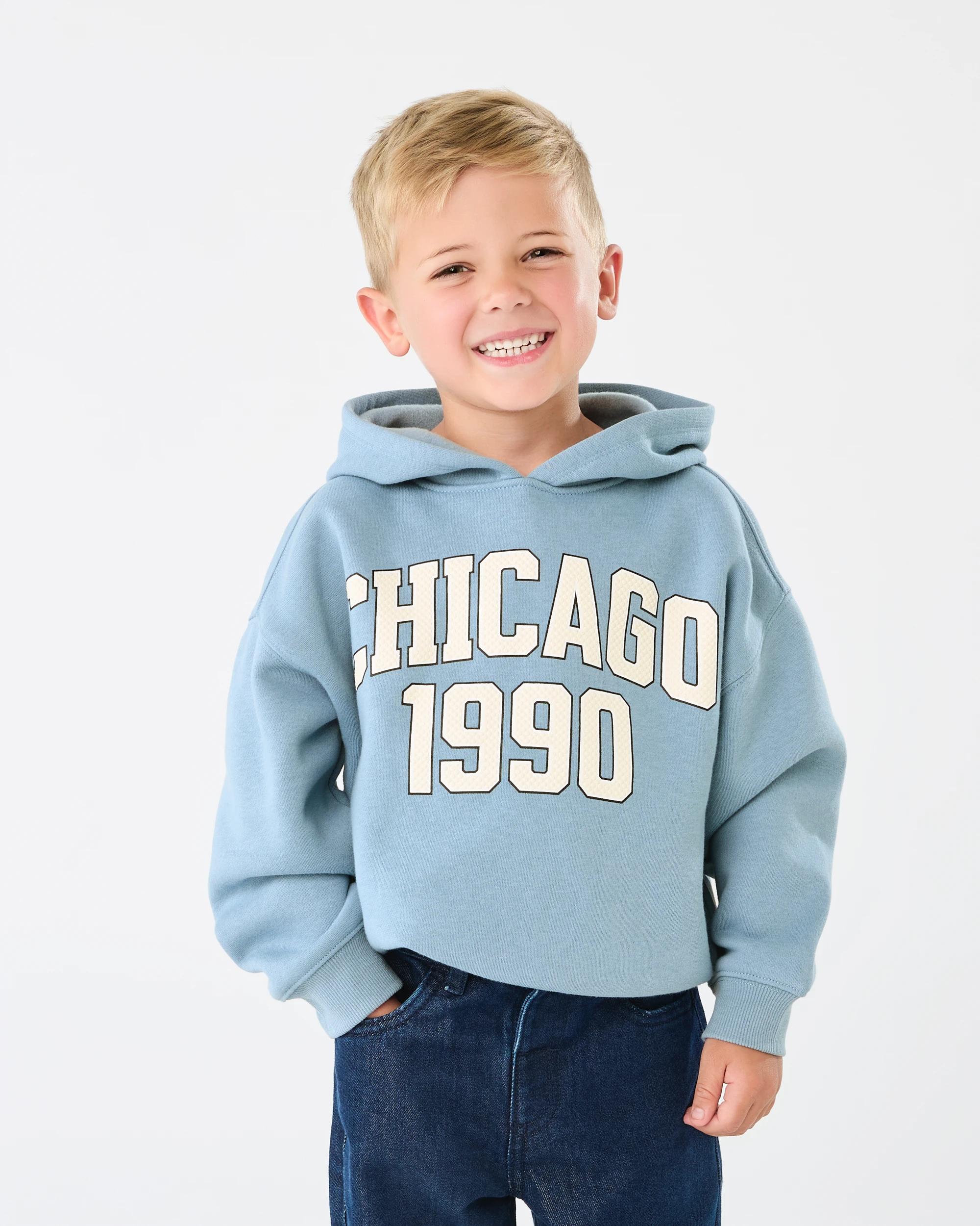 1 Oversize Print Hoodie Blu Varsit, 1 of 6