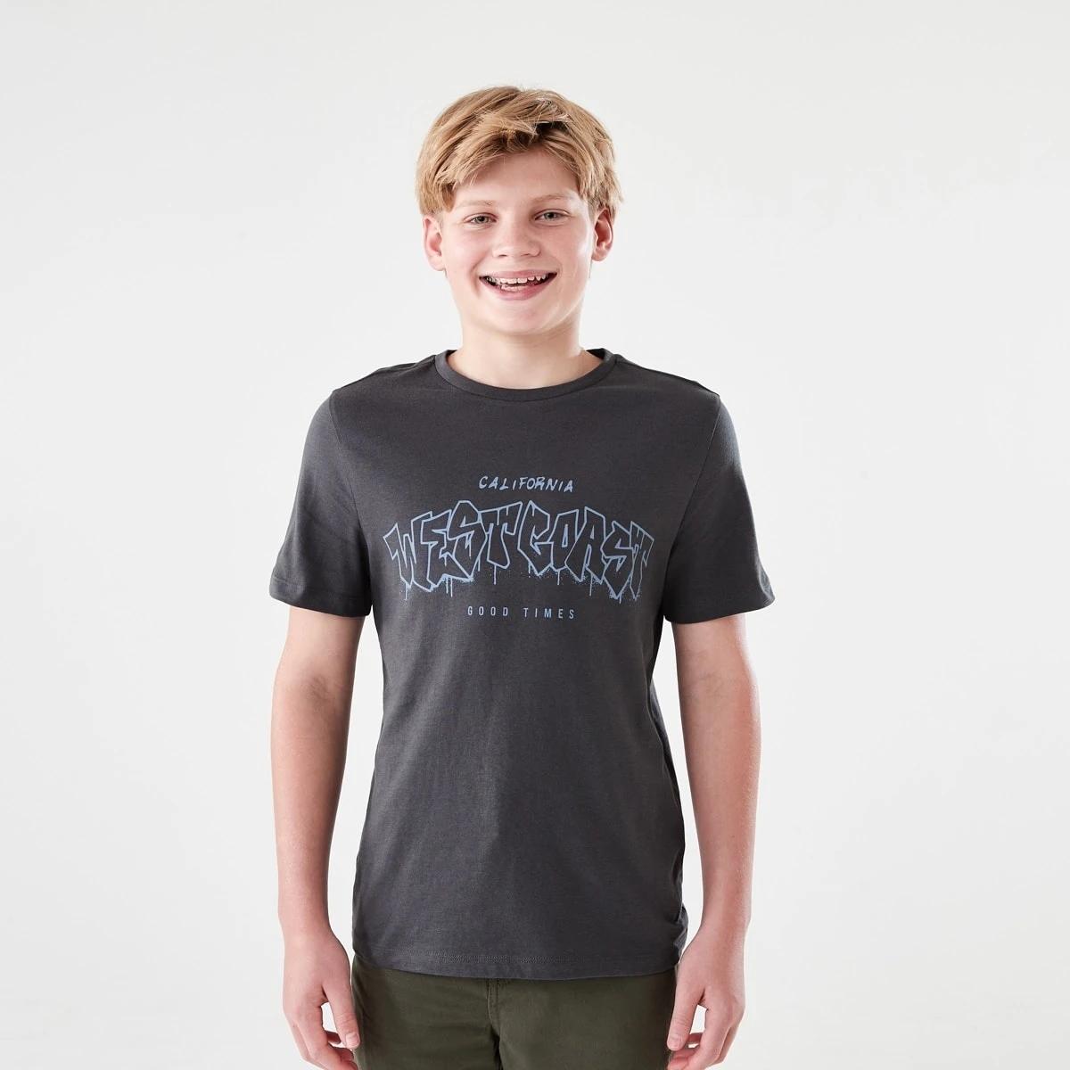 1 Short Sleeve Print T-shirt WEST COAST GRAFFITI GREY, 1 of 6