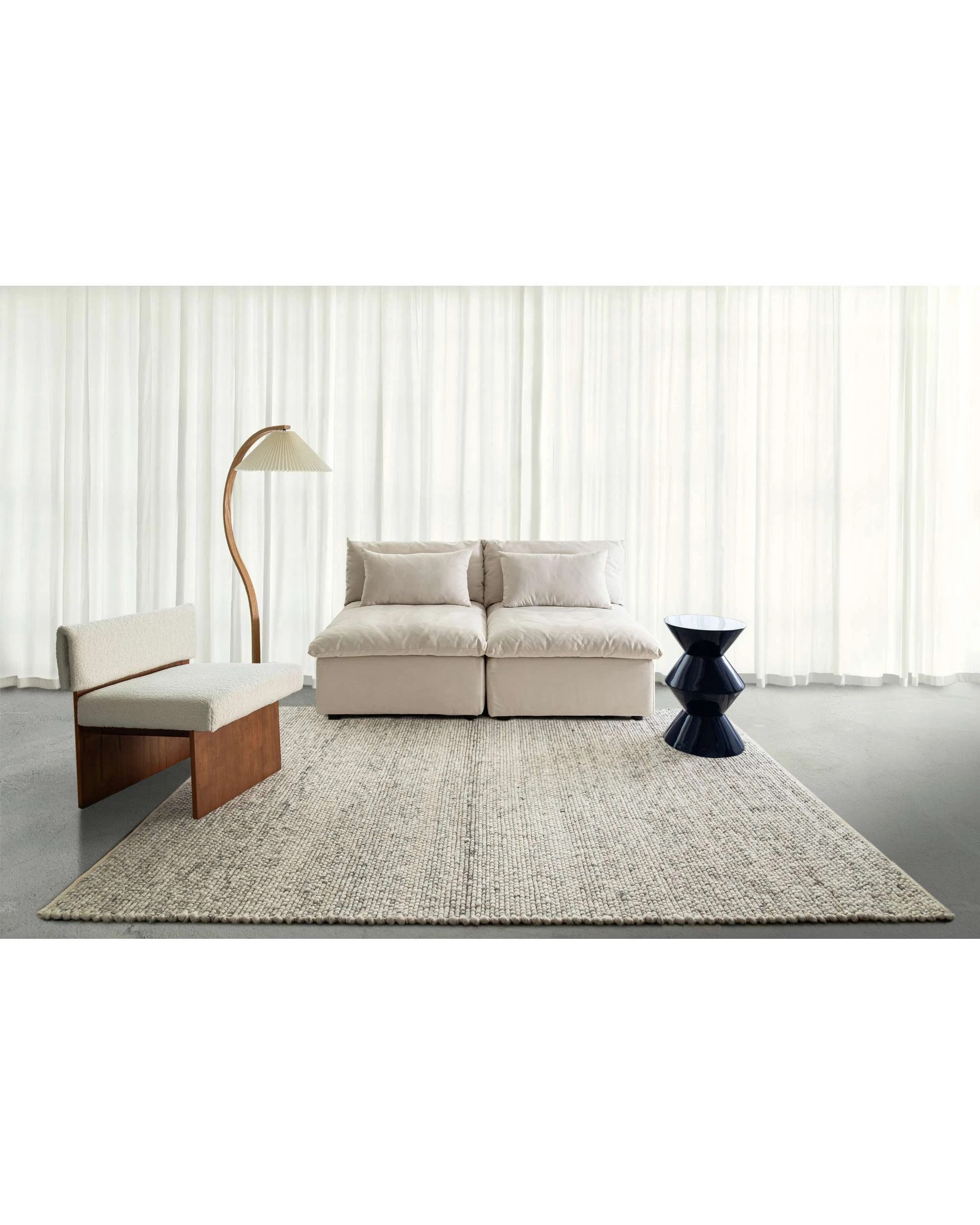 2 Loopsie Mackenzie Neutral Marbled Wool Rug-280cm x 190cm - White, 2 of 8