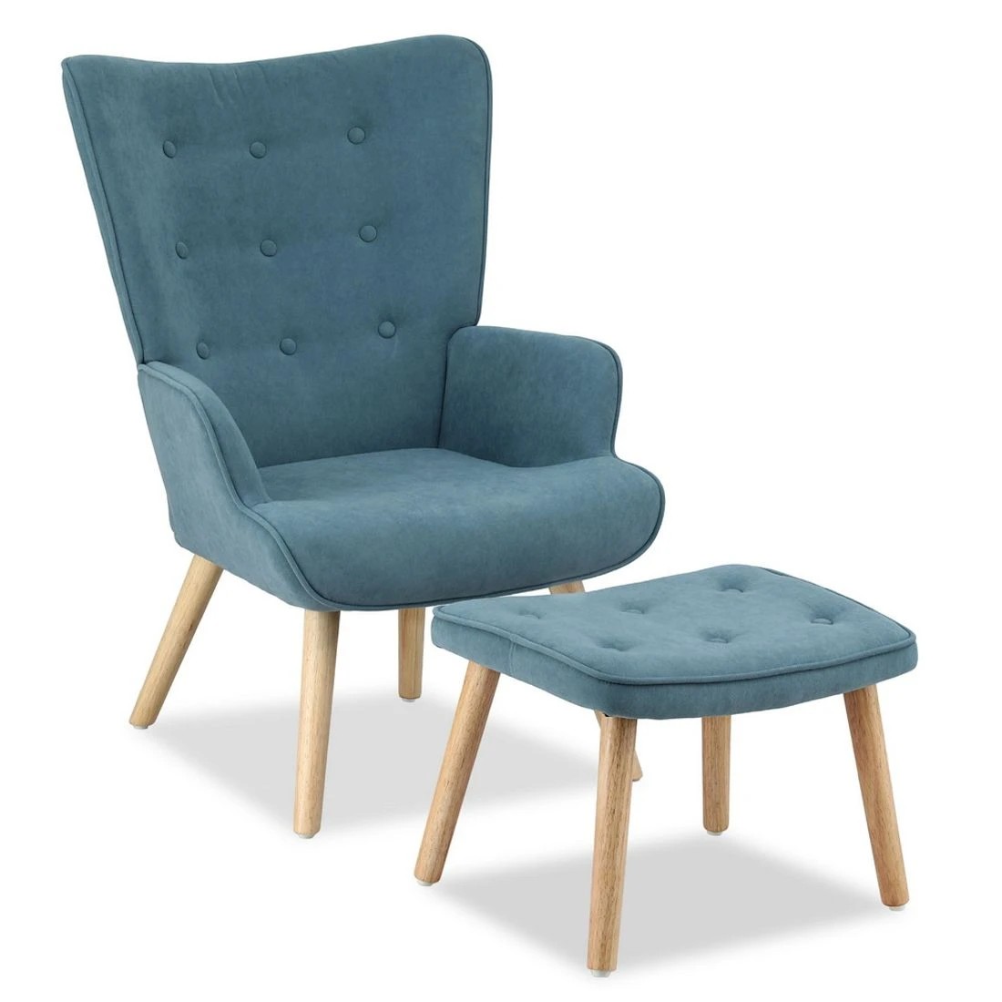 1 Artiss Armchair Set with Ottoman  Lansar - Blue, 1 of 5
