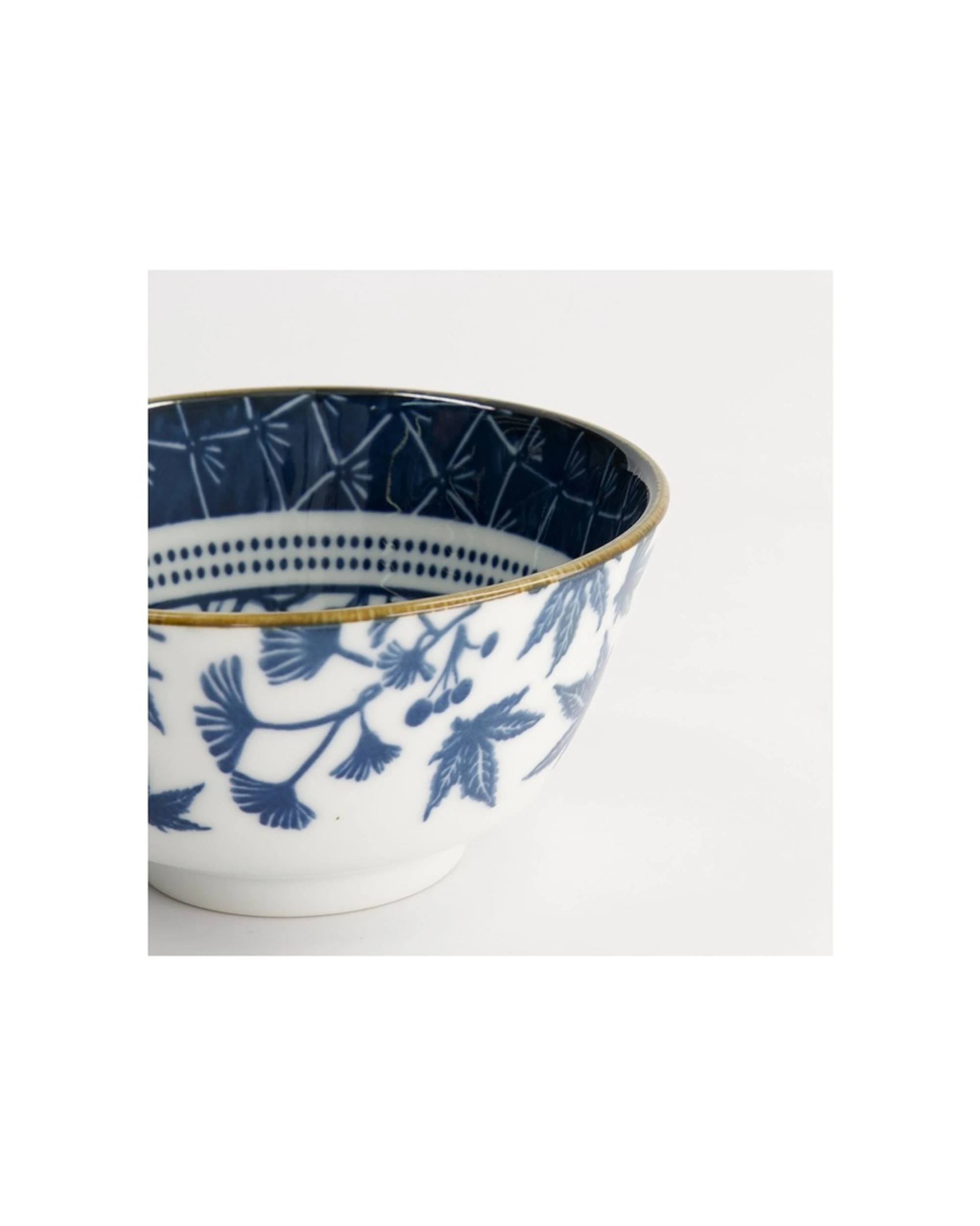 4 Tokyo Design Flora Japonica Porcelain Rice Bowl 12x6cm Gingko - Blue, 4 of 4