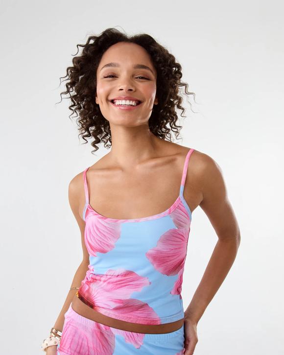 Sleeveless Mesh Print Cami