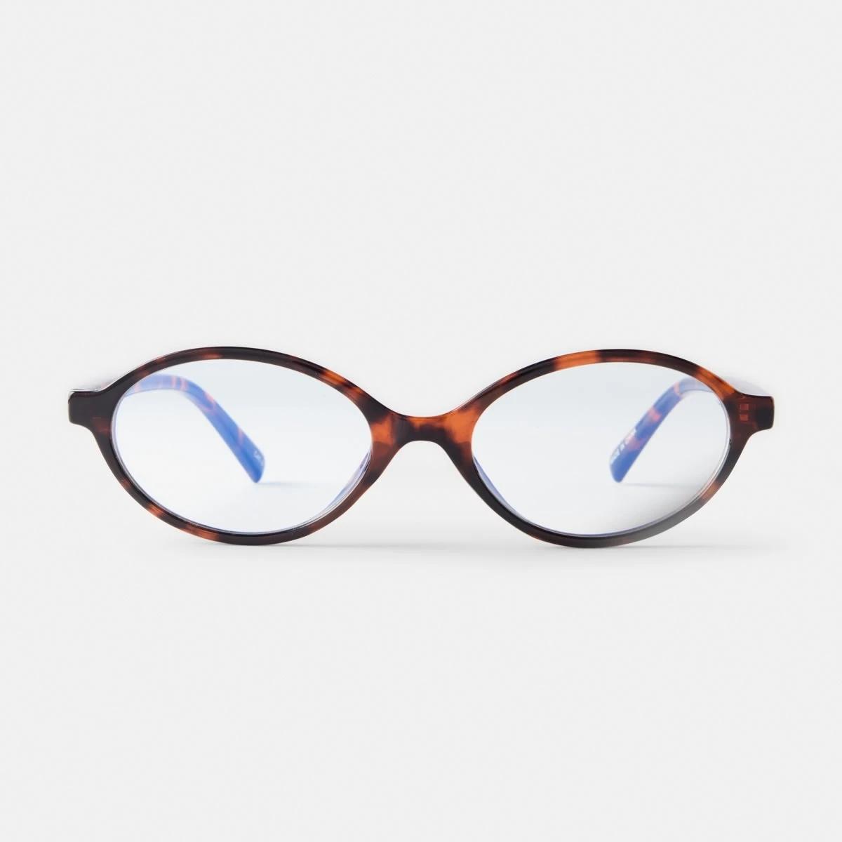1 Womens Oval Blue Light Glasses Tort, 1 of 7
