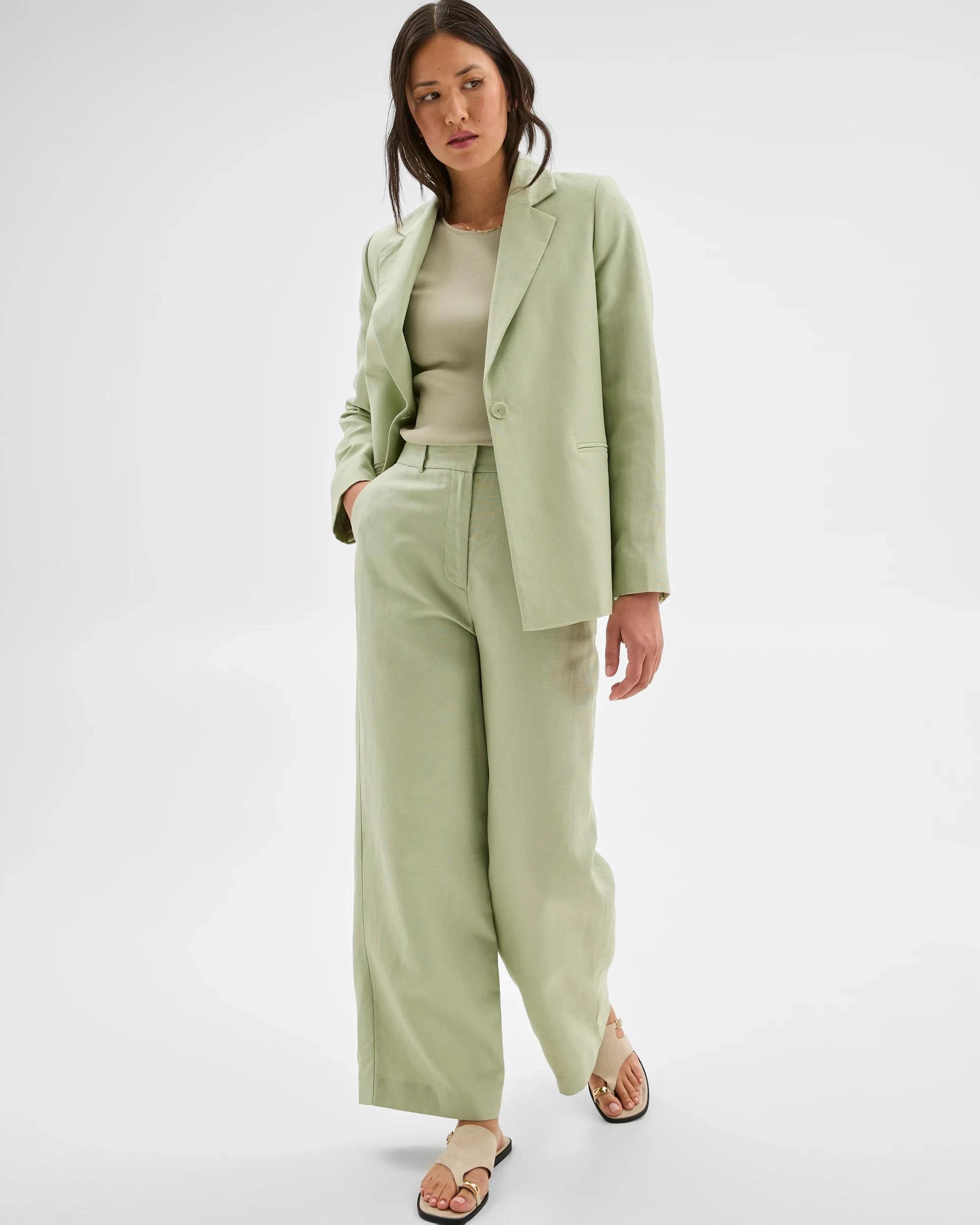 7 Linen Blend Single Breasted Blazer - Preview DESERT SAGE, 7 of 8