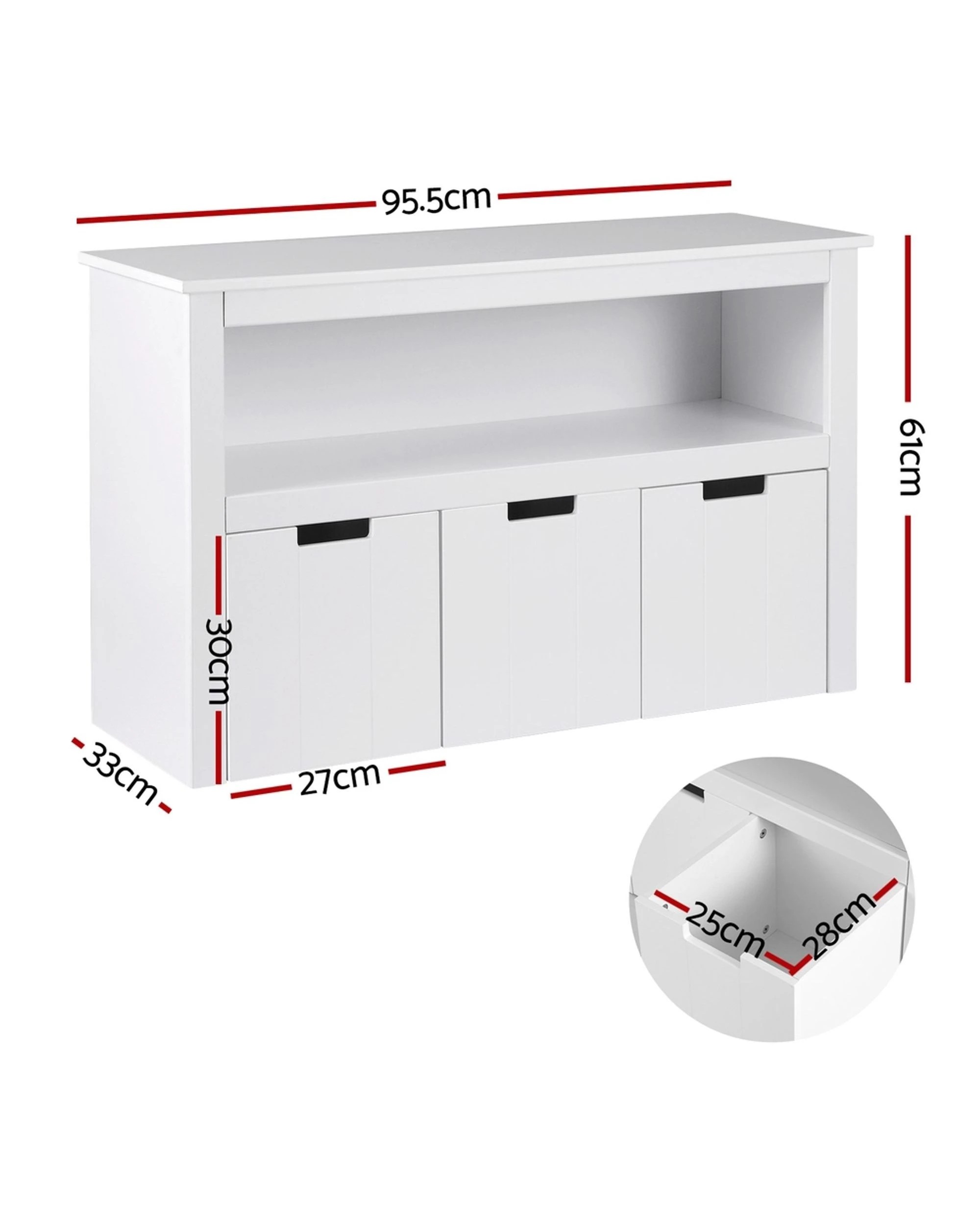 2 Keezi Kids Bookshelf 3 Drawers Storage Children Bookcase Toy Organiser Display - White, 2 of 8
