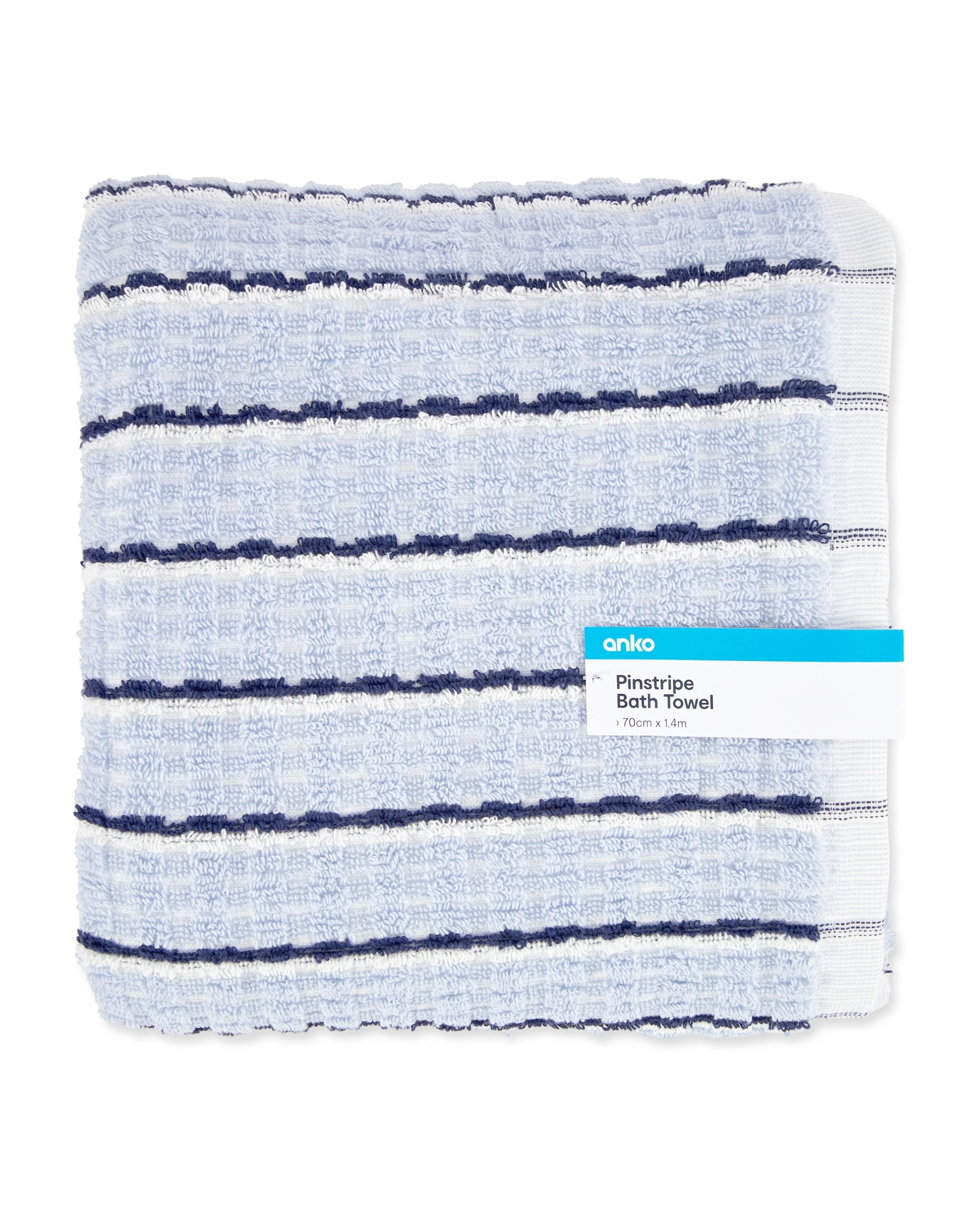 5 Pinstripe Cotton Bath Towel - Blue, 5 of 5