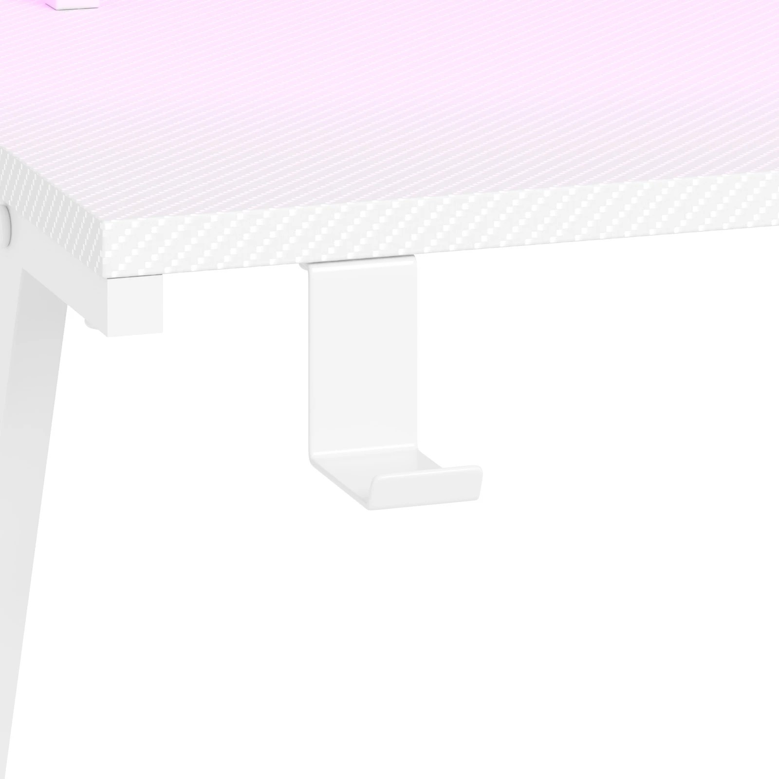 4 Advwin White L Shaped Gaming Desk With Led Lights & Power Outlets, 4 of 8