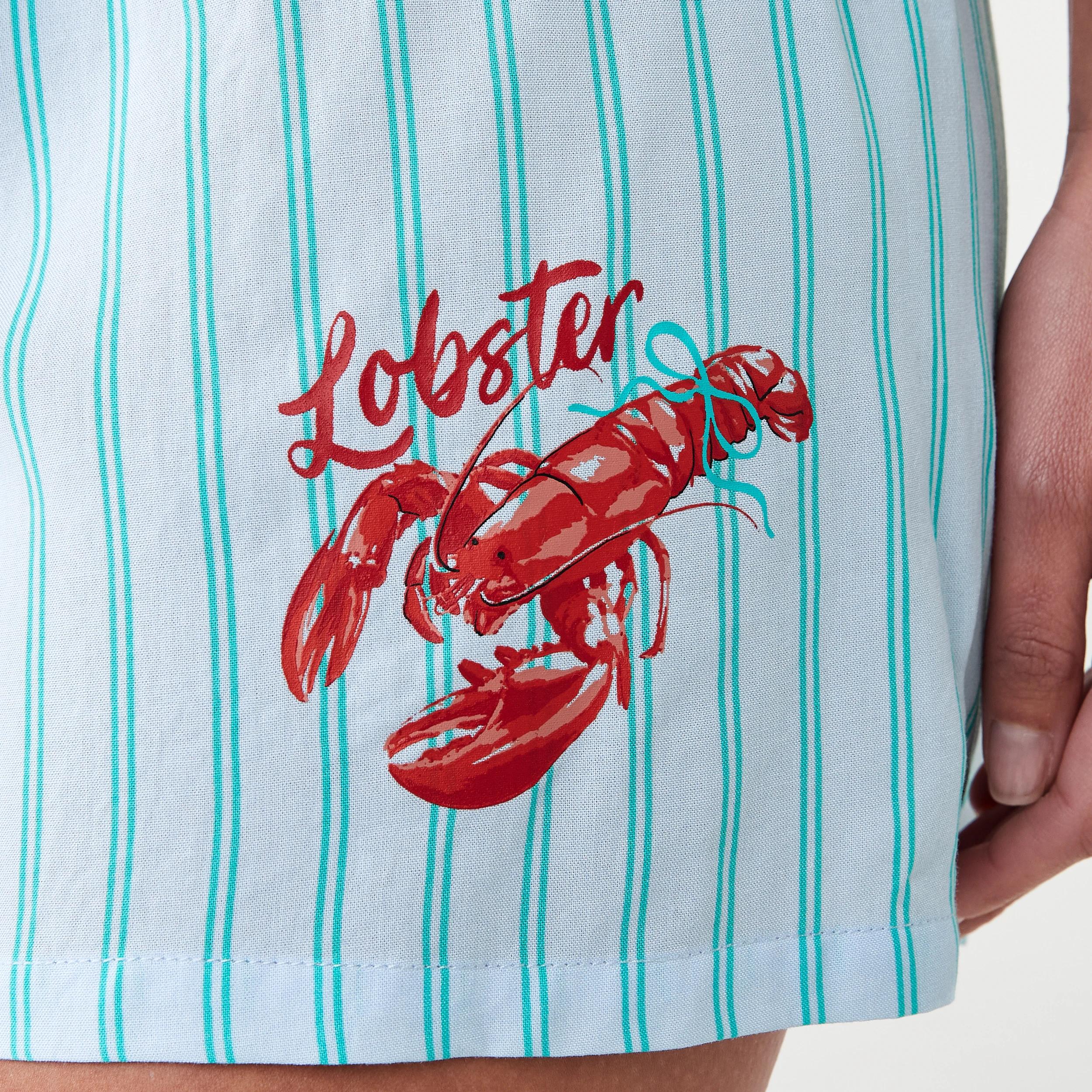 7 Print Knit T-shirt and Woven Shorts Pyjama Set Lobster, 7 of 8