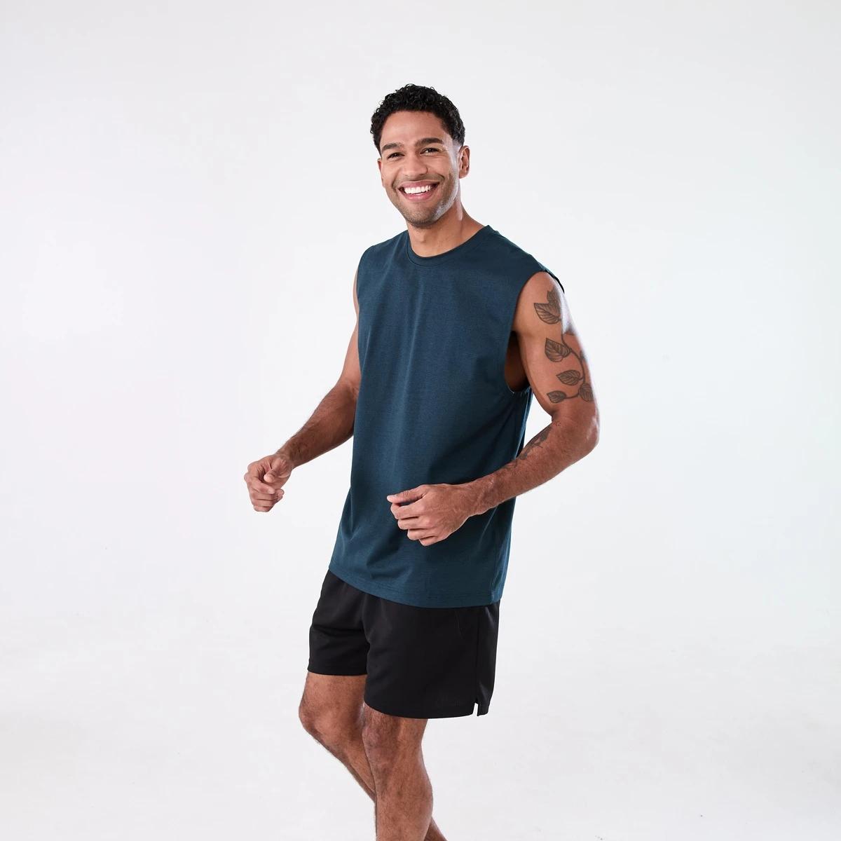 2 Active Mens Training Oversized Muscle SHADE NAVY, 2 of 6