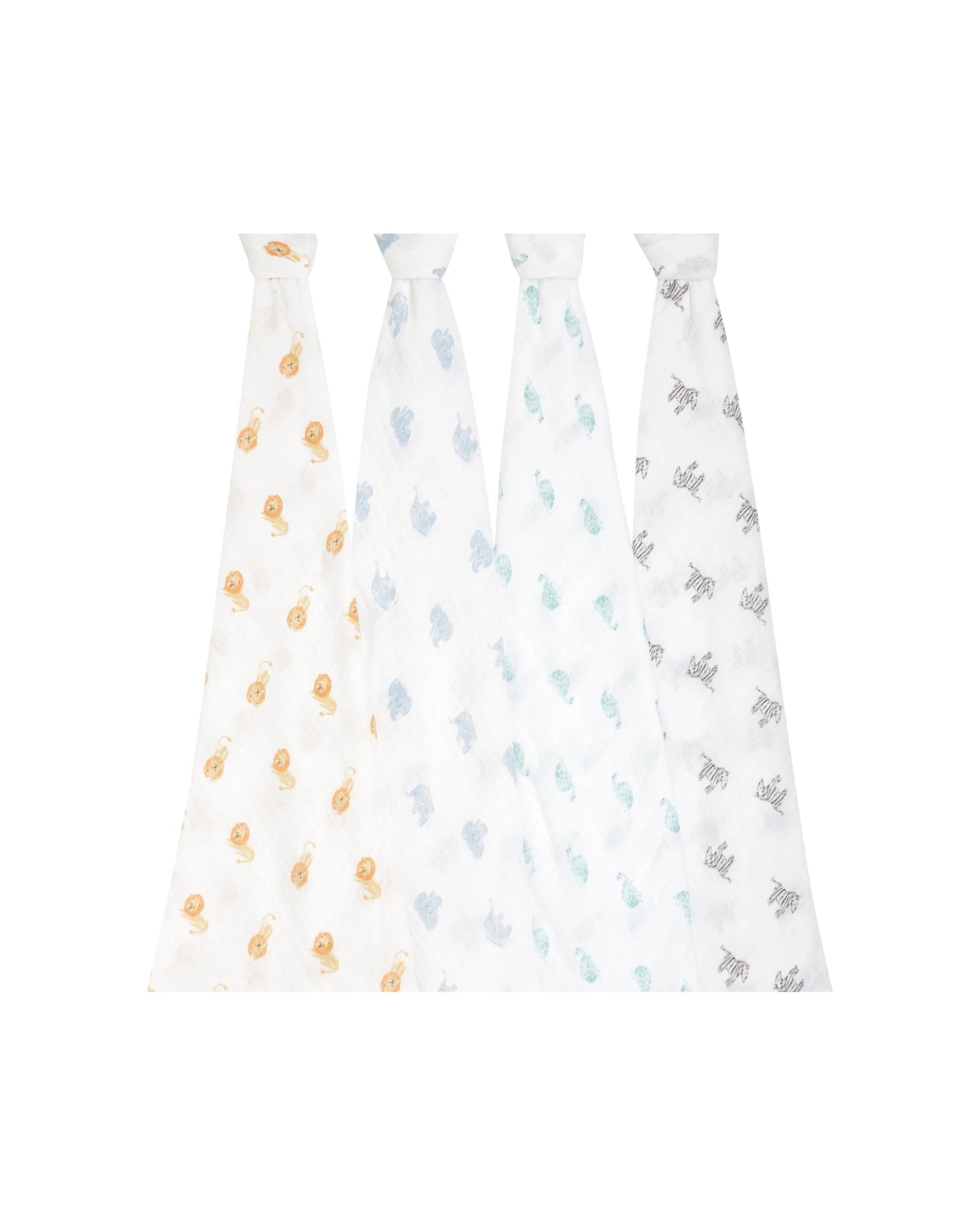 4 Aden and Anais 4pc Baby Swaddles Organic Cotton Muslin 120cm Set Animal Kingdom, 4 of 8