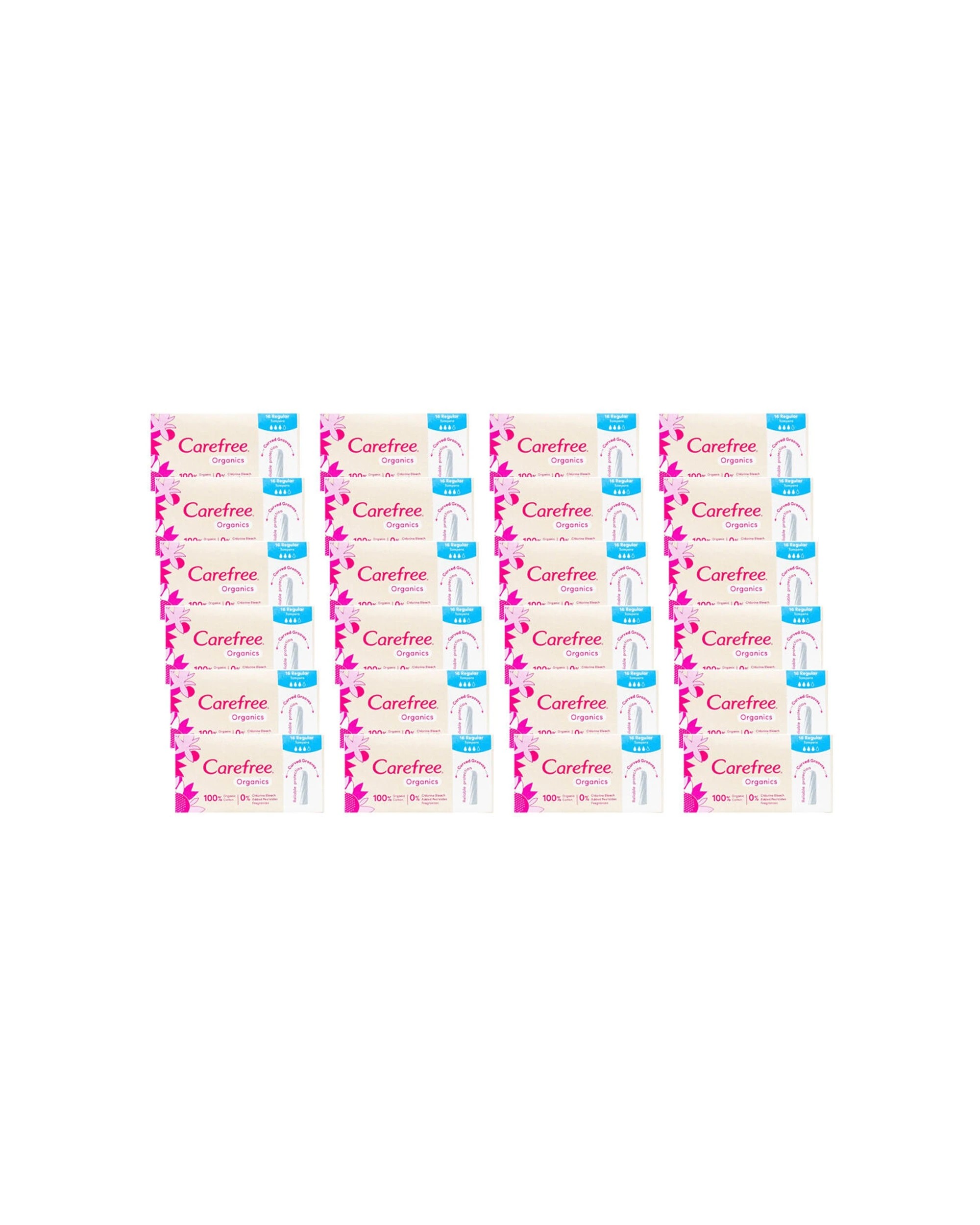 1 Carefree 384pc Organics Regular Cotton Tampons Curved Grooves Reliable - Multi, 1 of 3