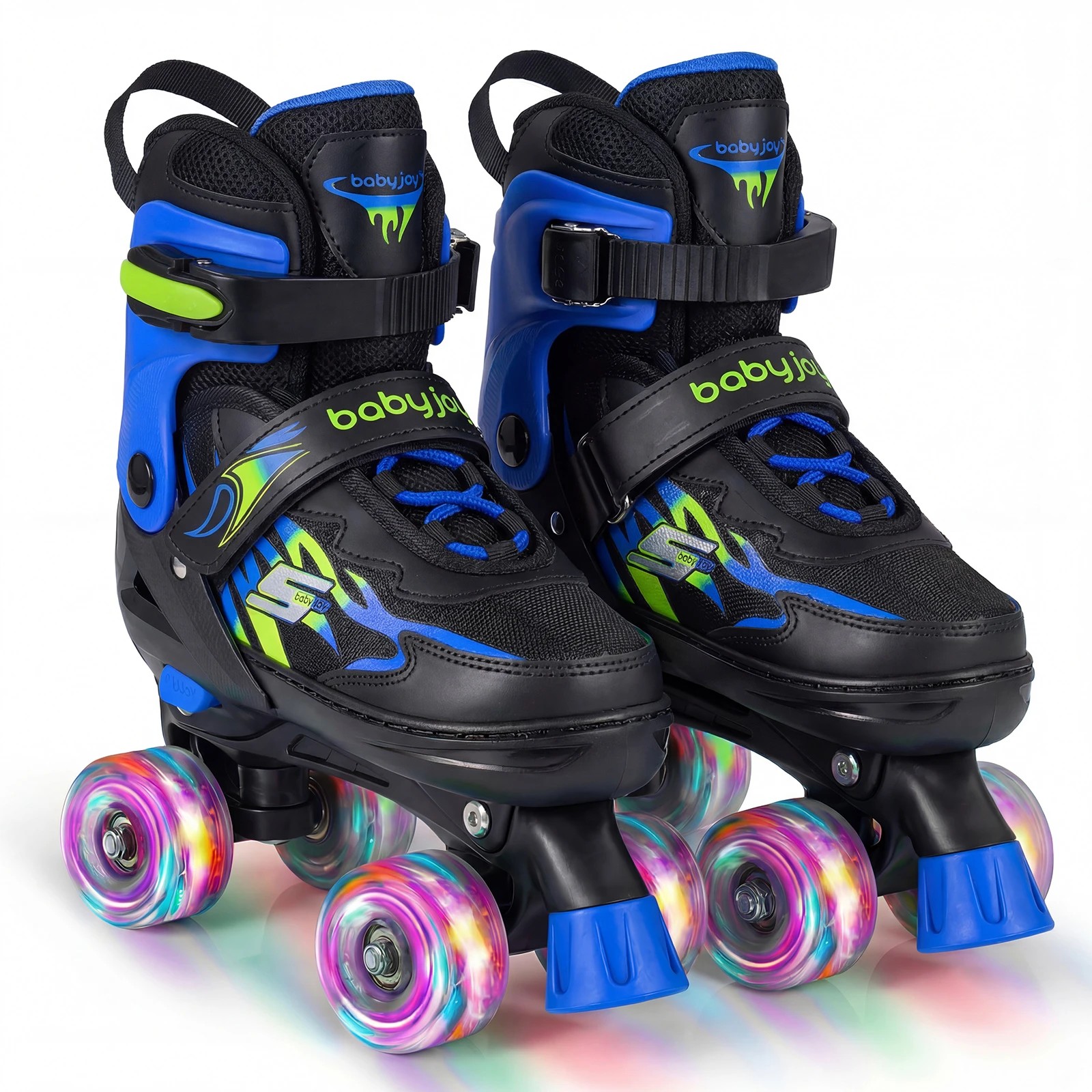 1 Costway 4-Size Adjustable Roller Skates Fun Quad Skating Shoes Roller Beginner Age 7-9 - Blue, 1 of 1